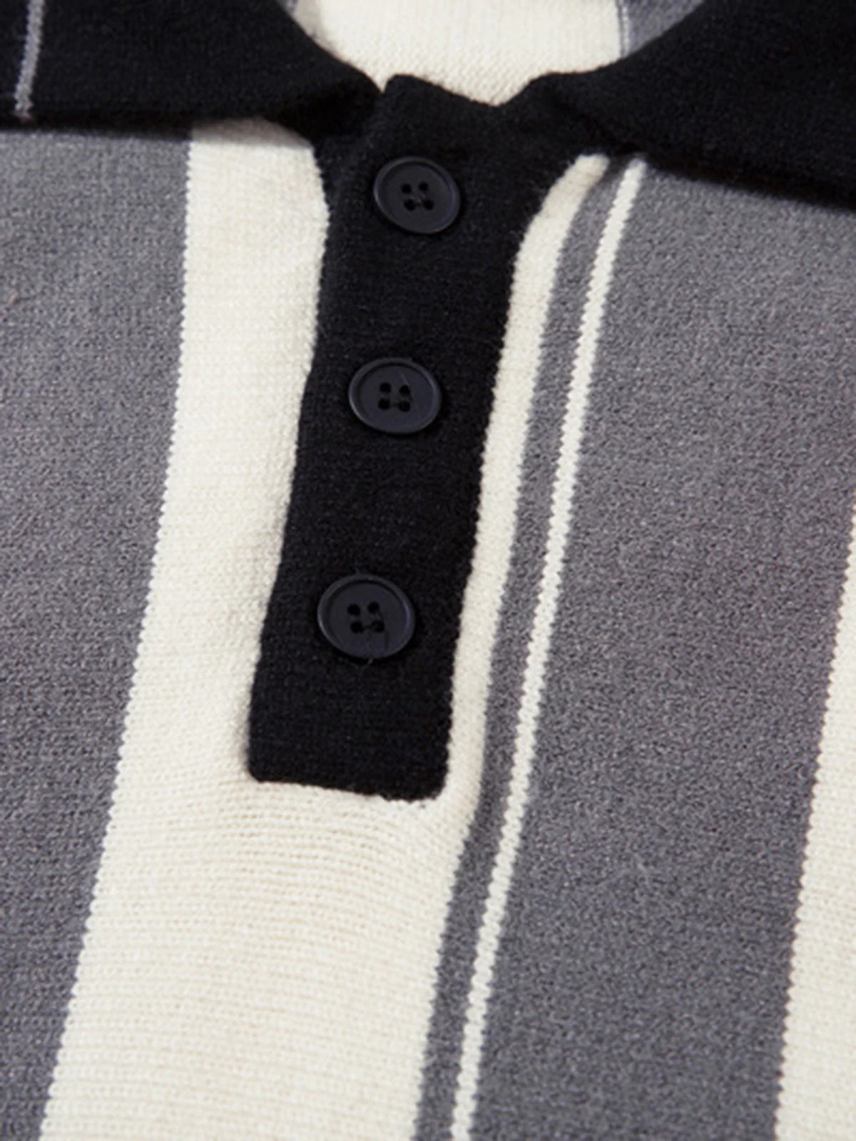 Retro Striped Polo Collar Sports Jersey Knit Sweater