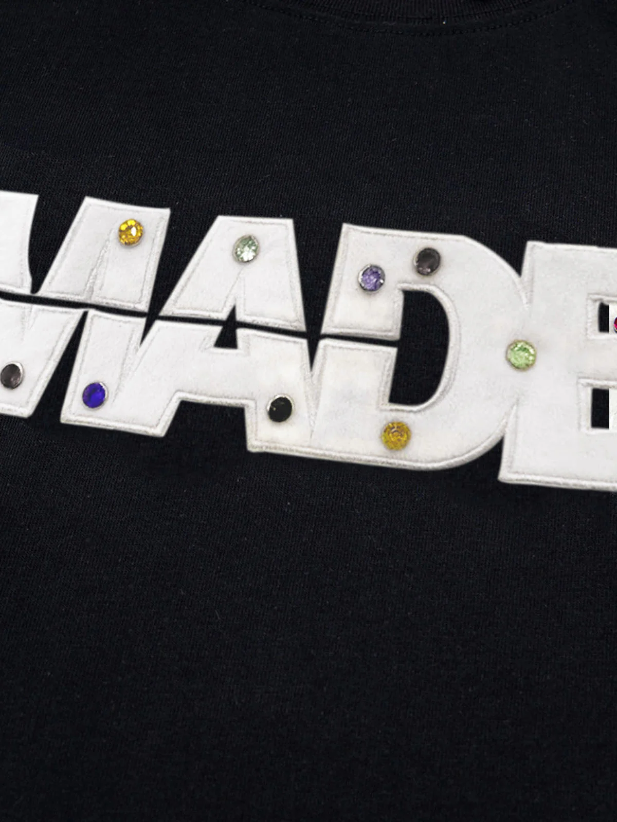 Street Retro MOOD Patch Embroidered Rivet T-shirt - 2440