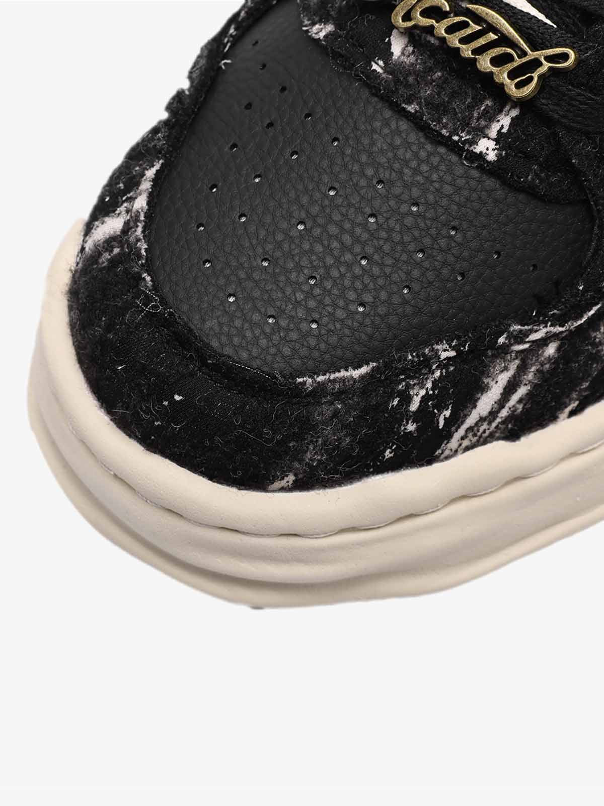 Retro Washed Denim Low Top Platform Sneakers