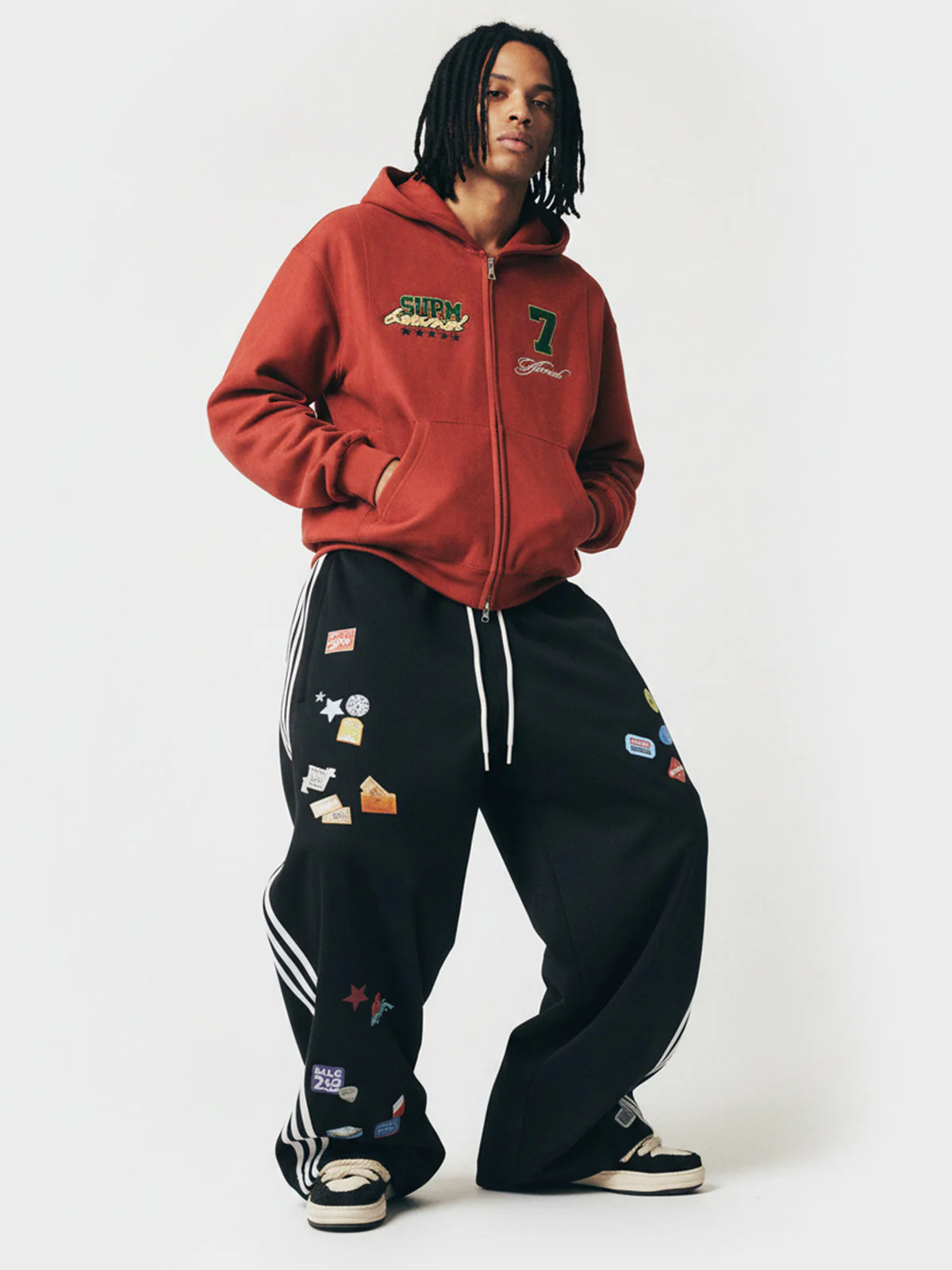 Suede Letter Embroidered Cropped Zip-Up Hoodie