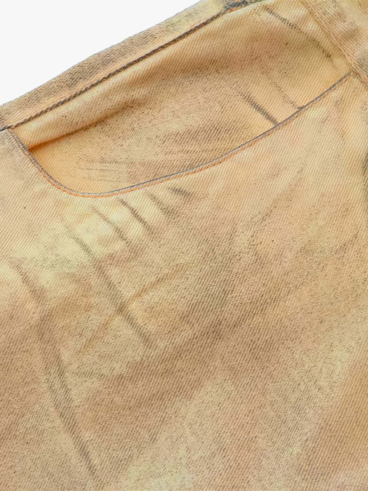 Washed Distressed Detachable Scarf Barrel Jeans - 2550