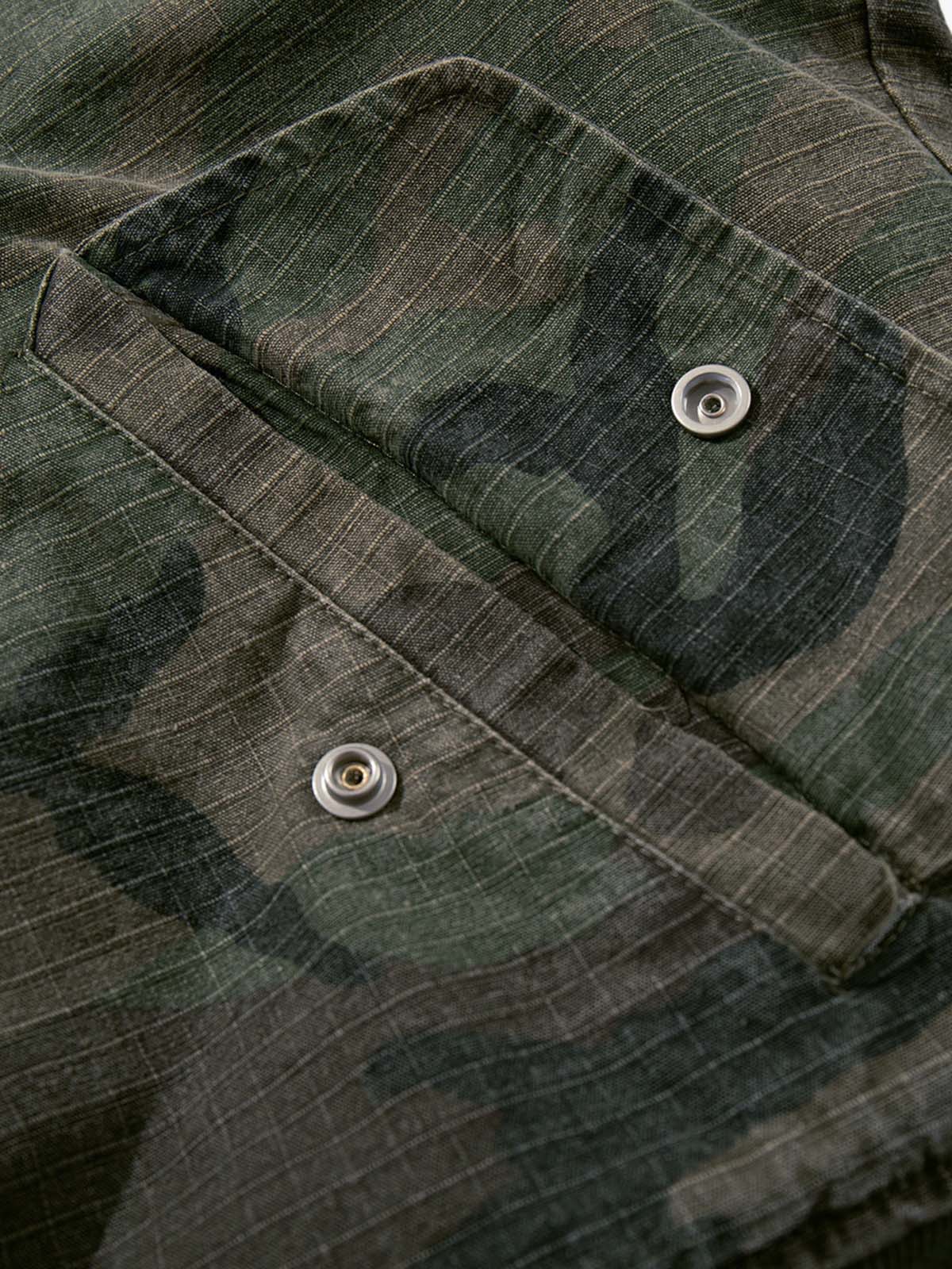 Retro Camouflage Faux Two-Piece Bomber Jacket - 2536