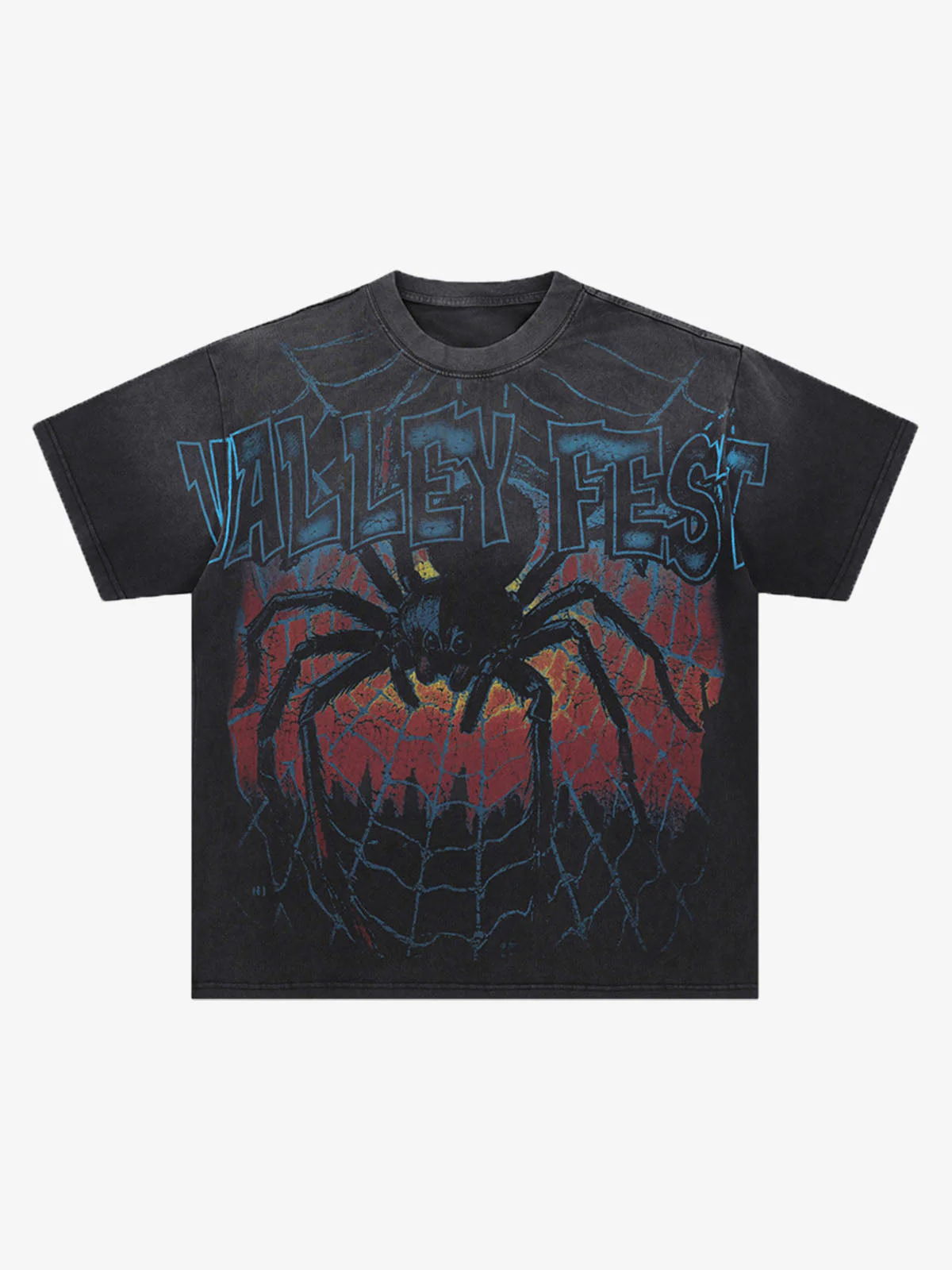 Spider Comic White Ink Print T-Shirt
