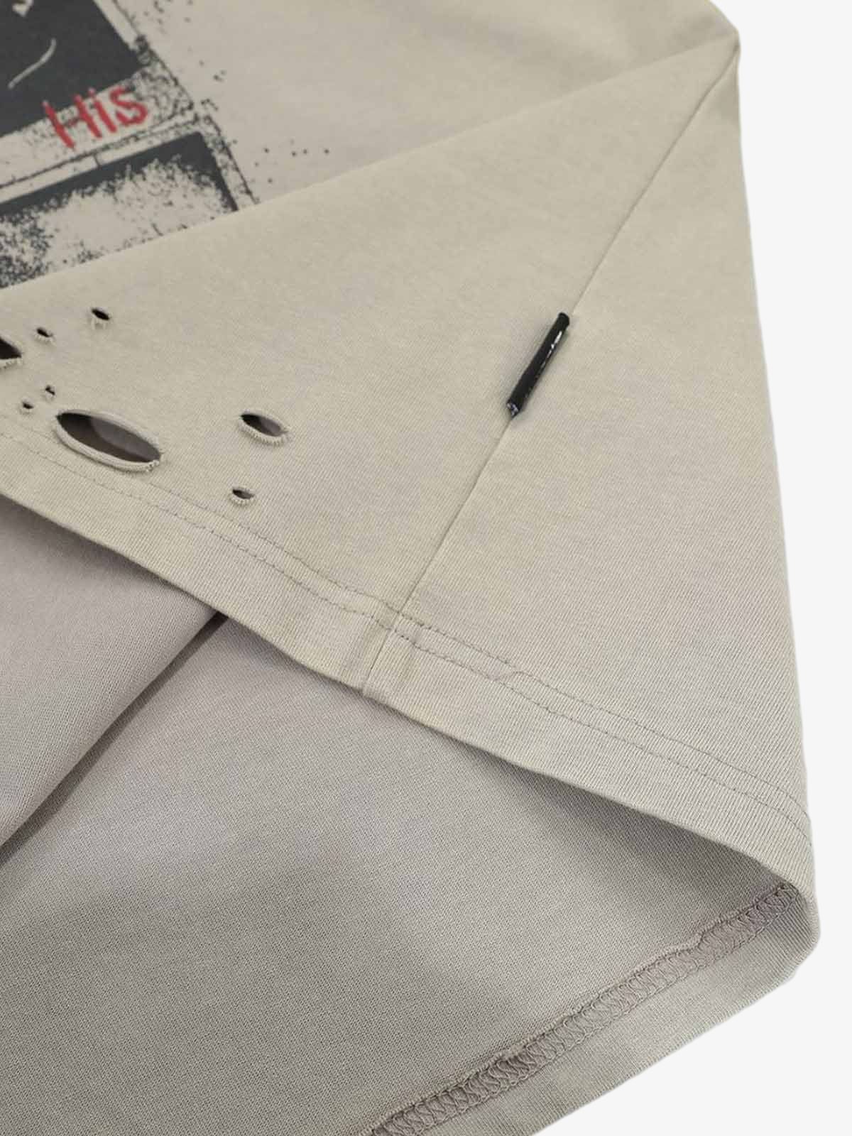 Jersey Distressed Camouflage Faux Two-Piece Graphic T-Shirt - 2420