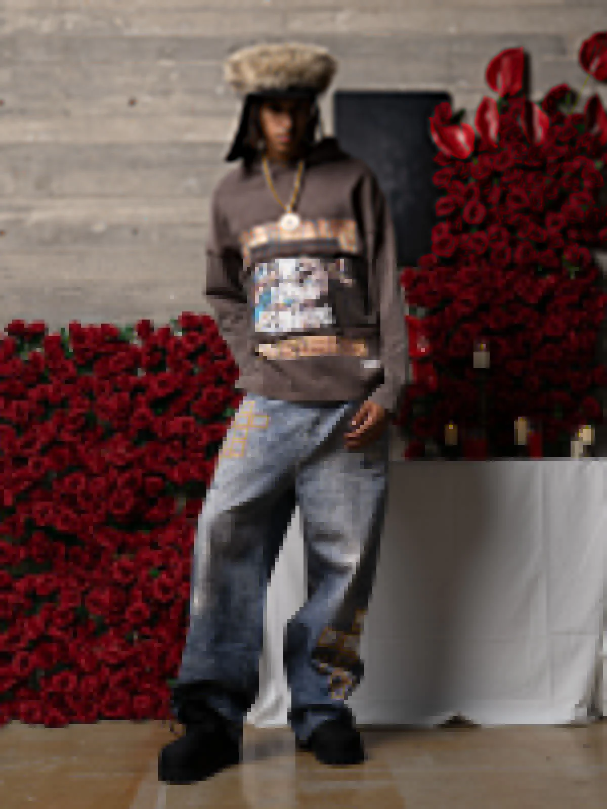 Frame Cross Print Denim Jeans - 2554