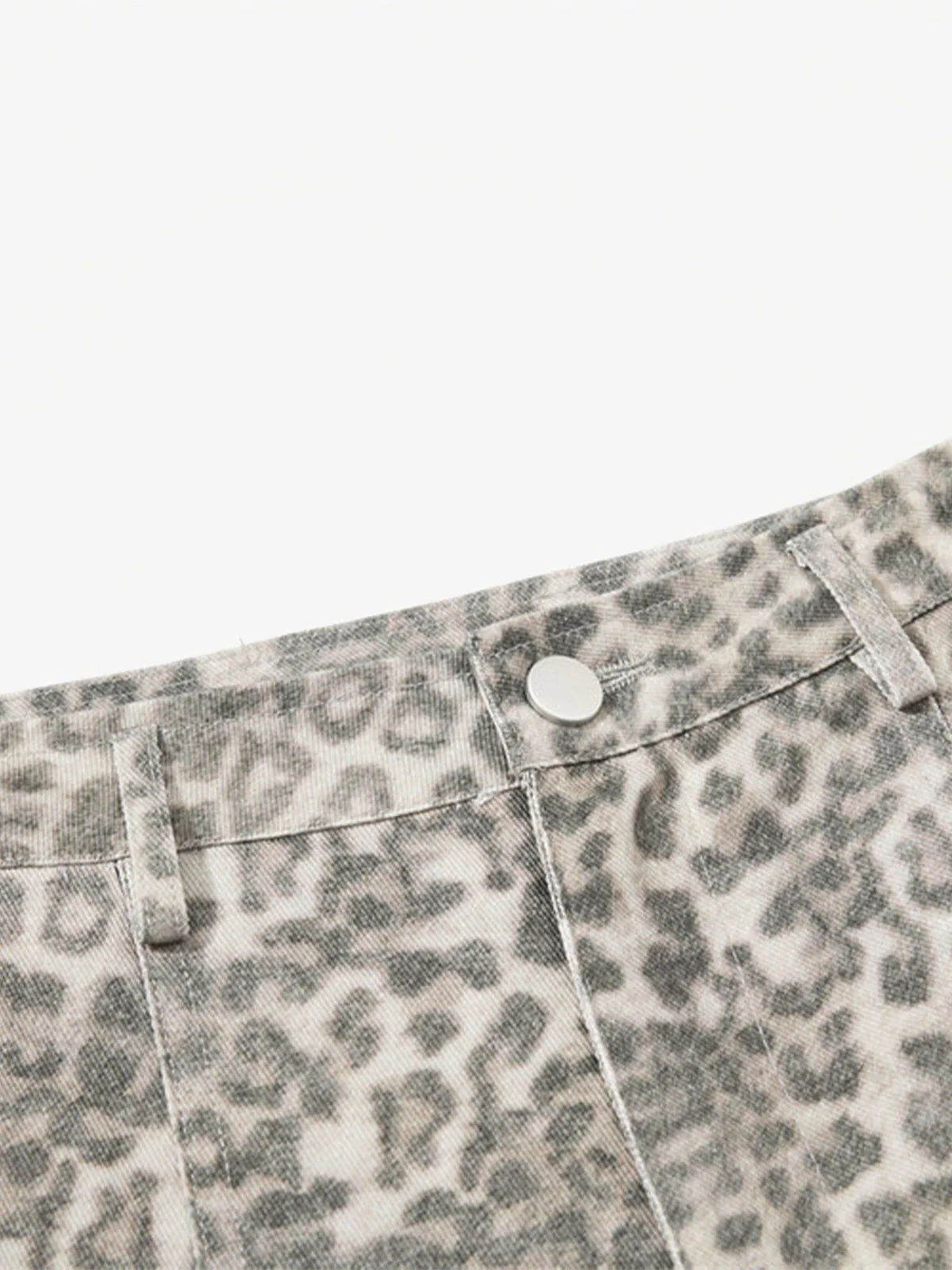 Street Leopard Camouflage Pleated Barrel Jeans