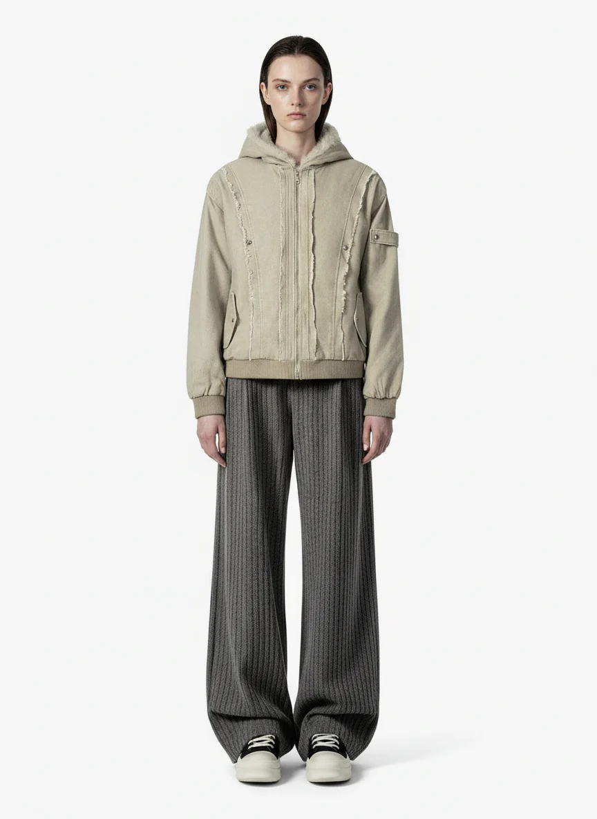 Retro Wool Blend Pleated Baggy Trousers