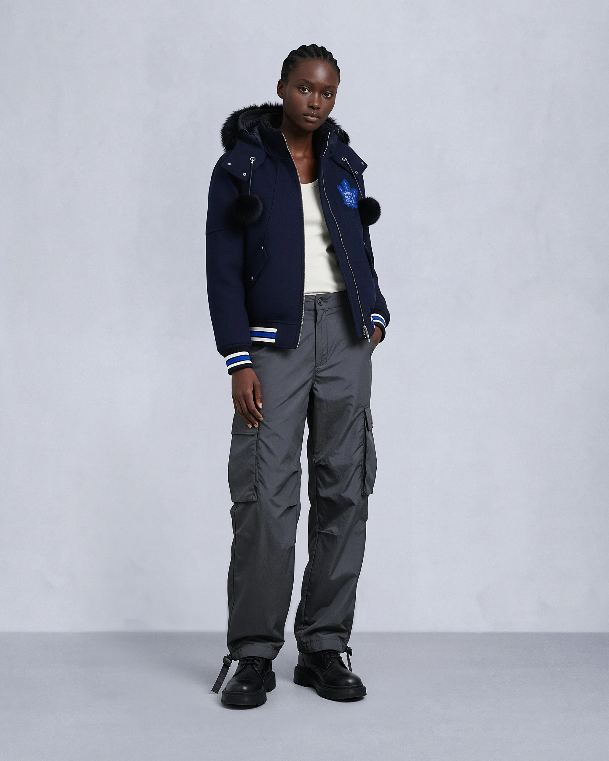 NHL X MOOSE KNUCKLES MAPLE LEAFS BOMBER JACKET