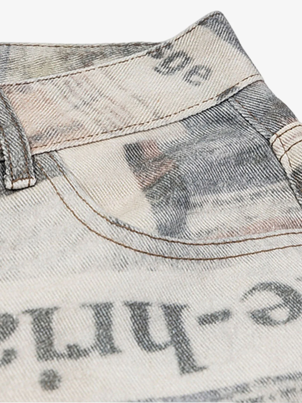 Graffiti Newspaper Baggy Jeans - 2404