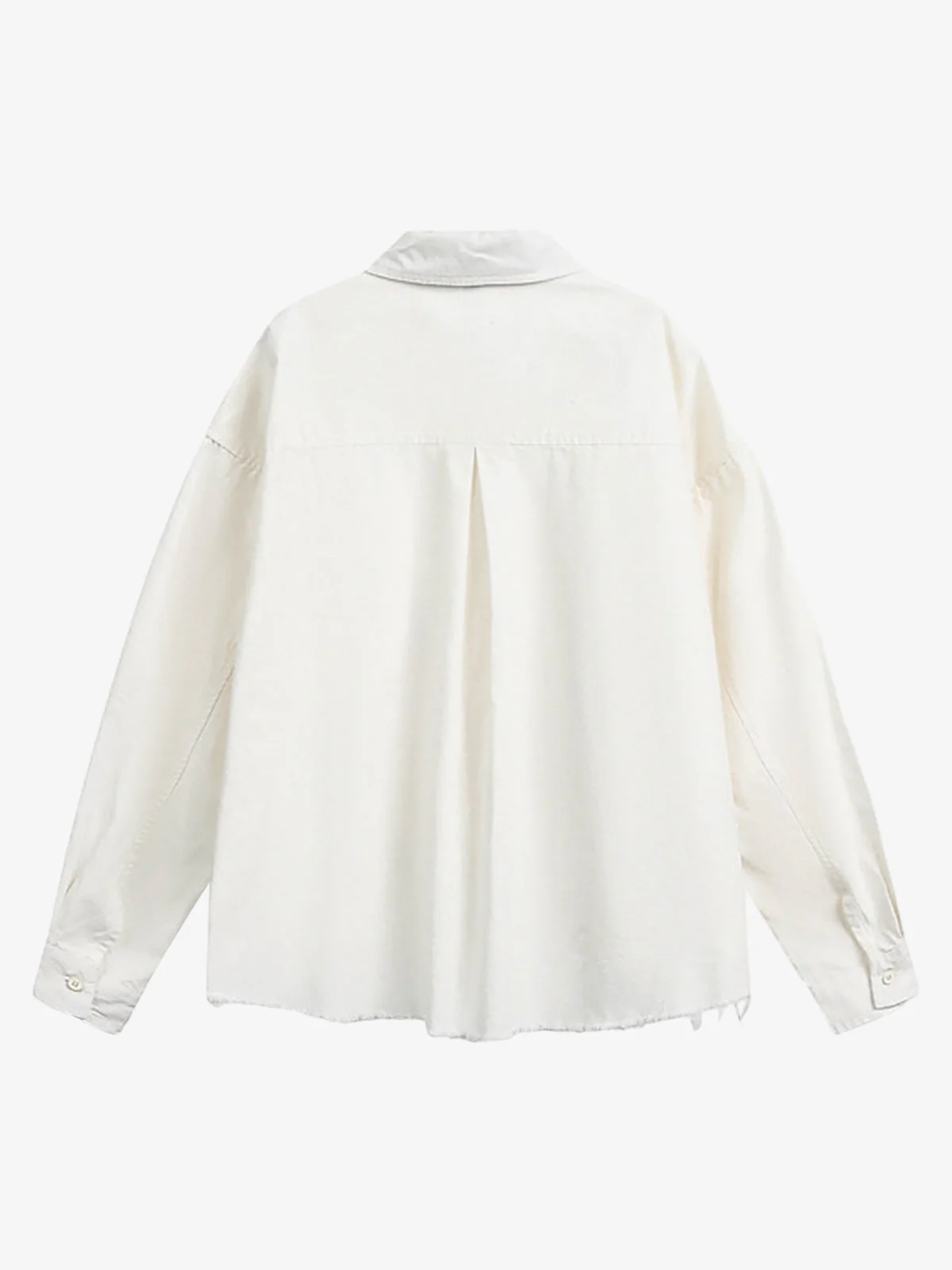 Fun Distressed Raw-Edge Printed Long-Sleeved Shirt