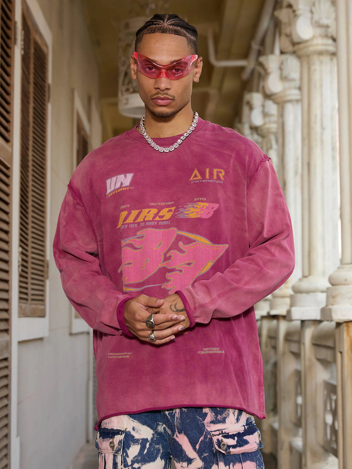 Thesupermade Washed Edge Long Sleeve T-Shirt