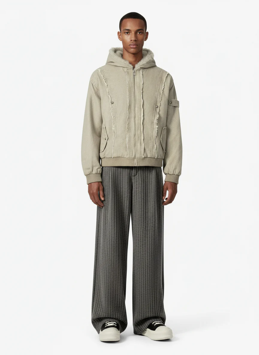 Retro Wool Blend Pleated Baggy Trousers