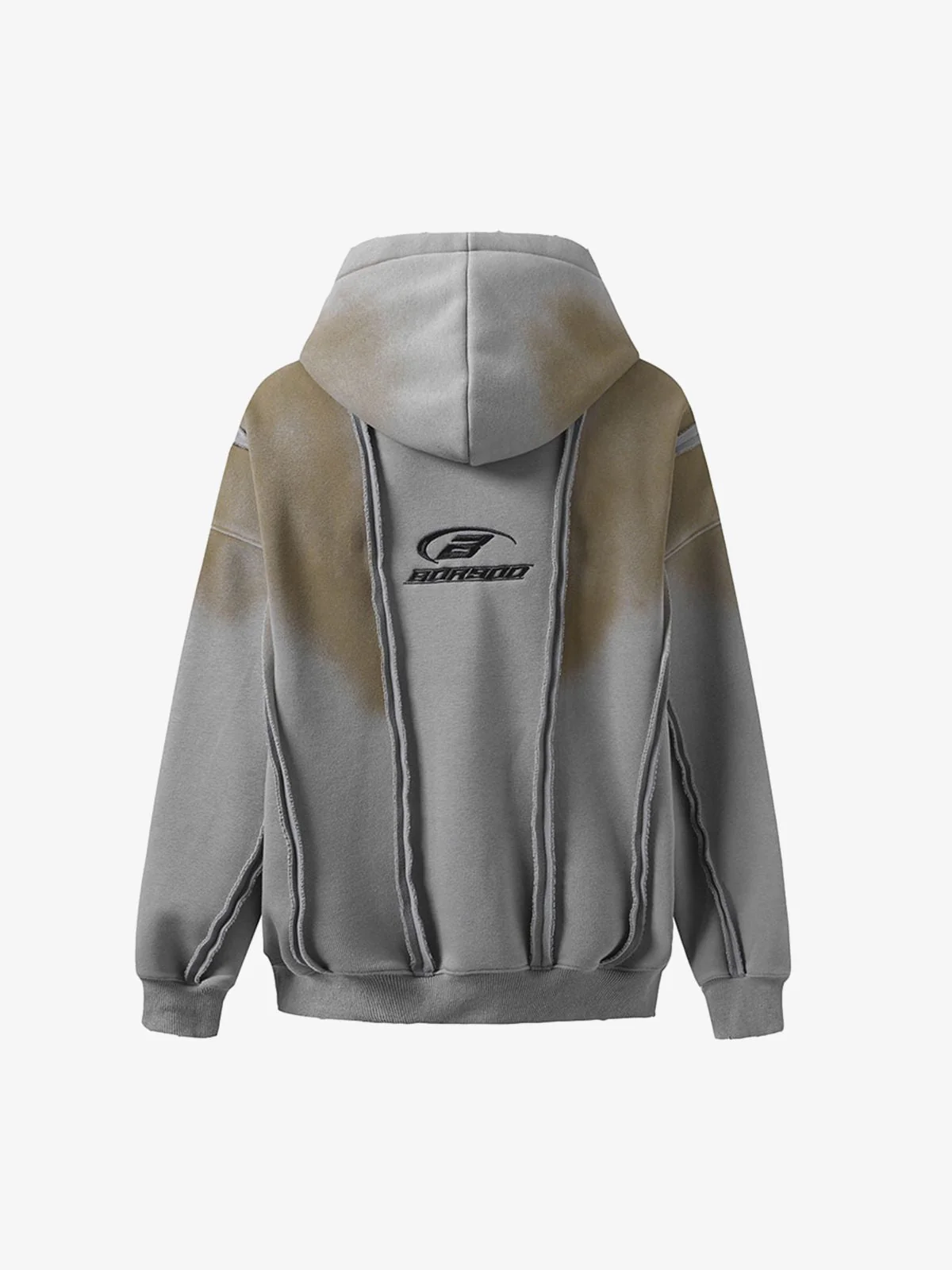 Thesupermade Distressed Patchwork Velvet Cardigan Hooded Sweatshirt