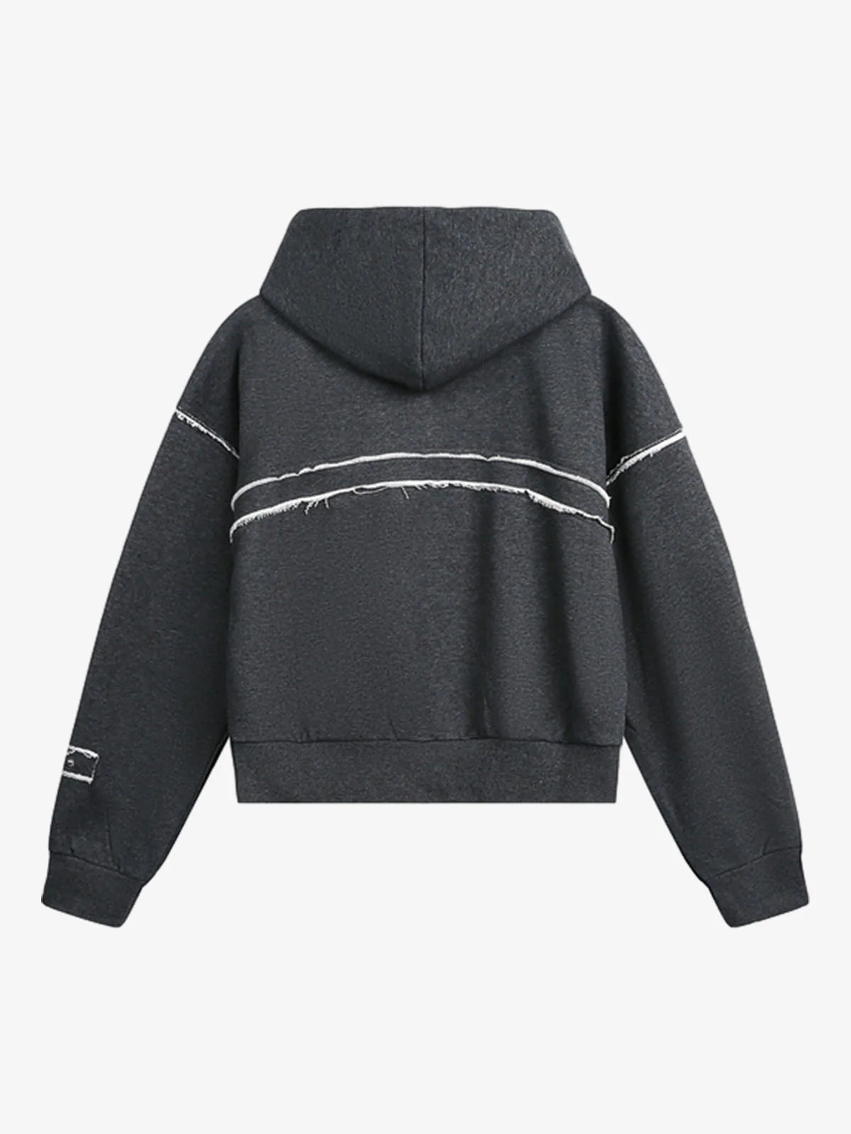 Destroyed Threaded Frayed Zip Up Hoodie
