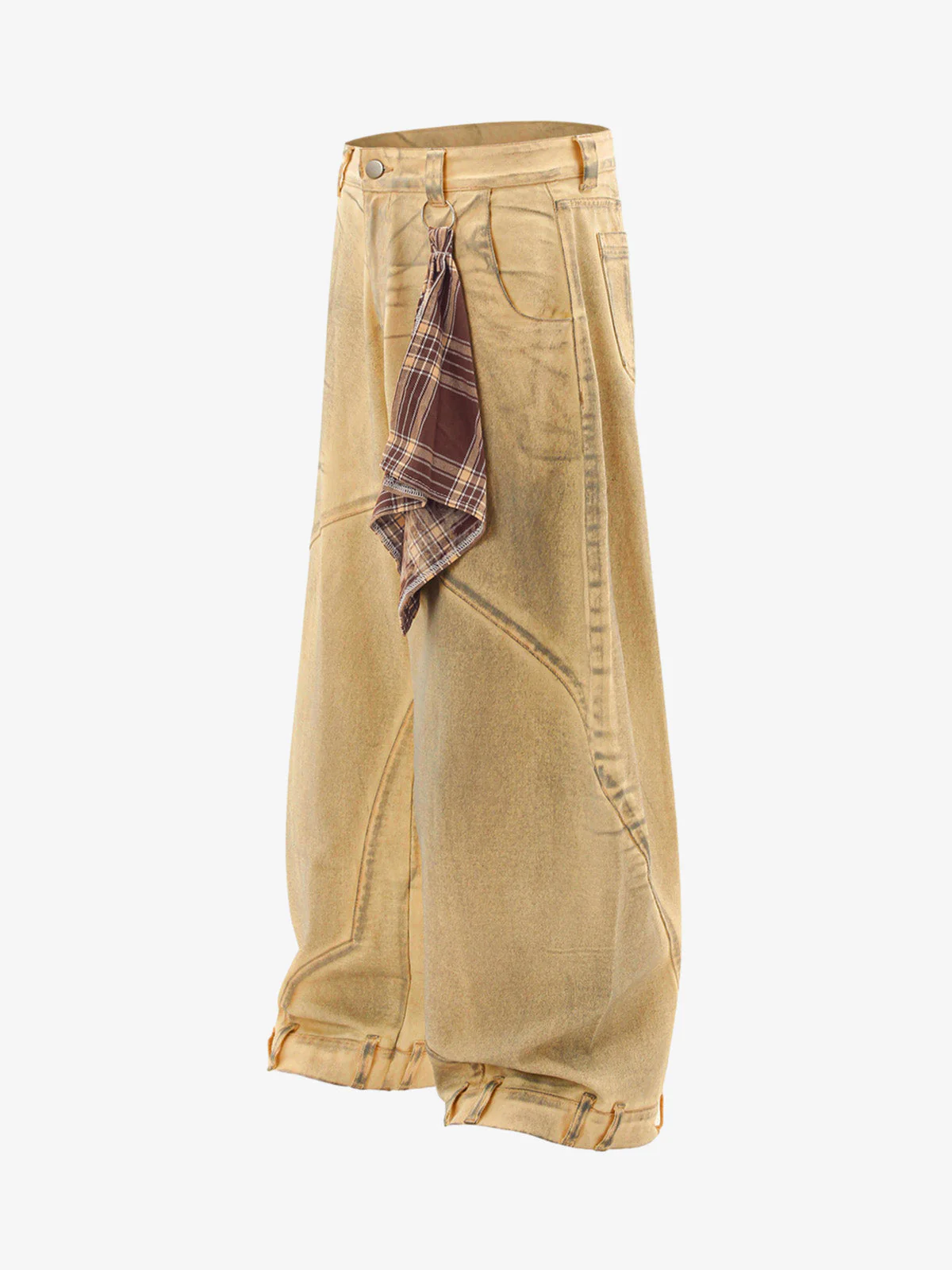 Washed Distressed Detachable Scarf Barrel Jeans - 2550