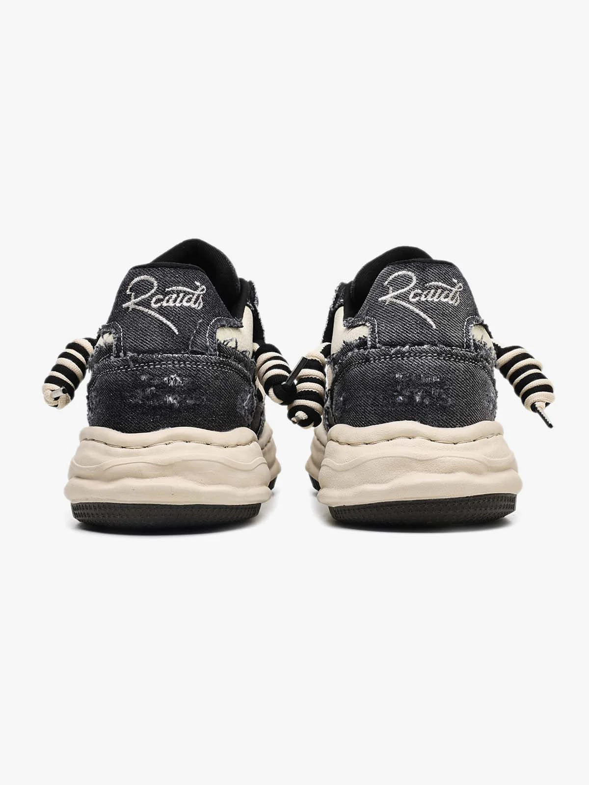 Retro Washed Denim Low Top Platform Sneakers