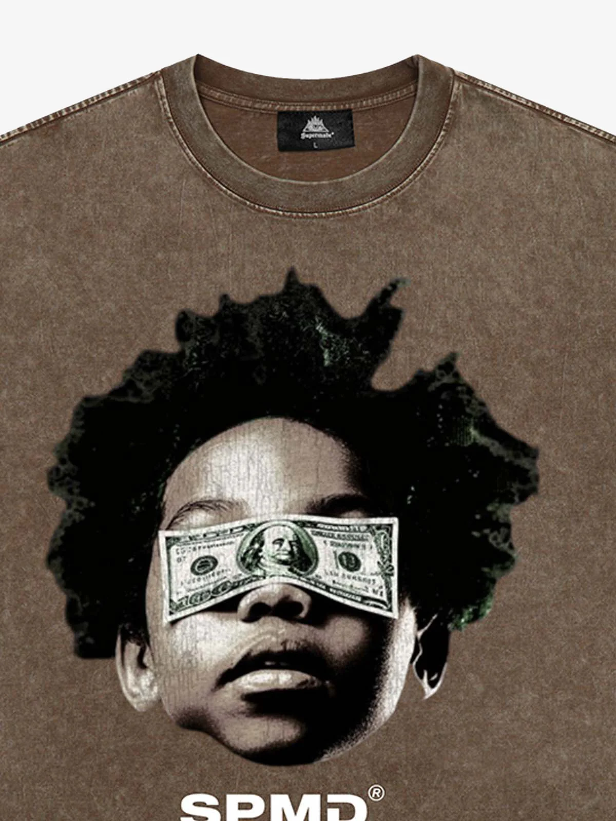 Original Distressed Washed Dollar Boy Print T-Shirt