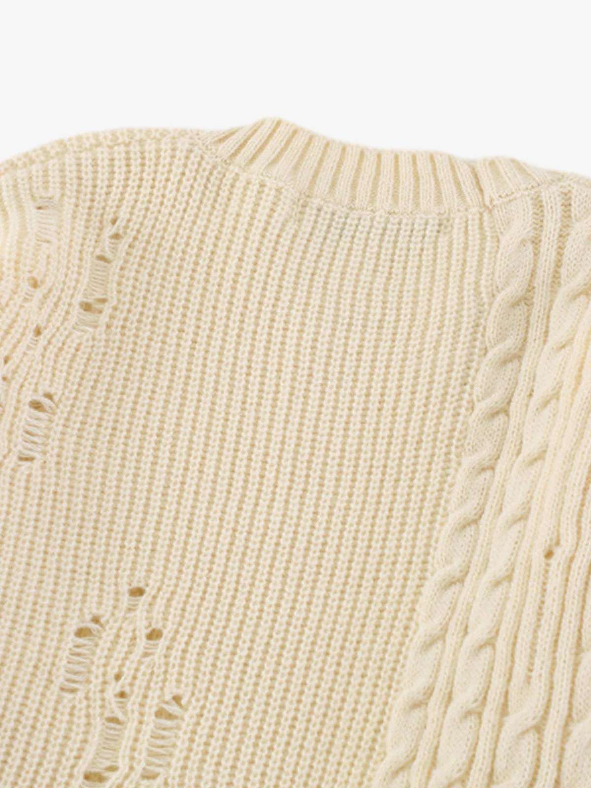 Cable Knit Crochet Hole Sweater