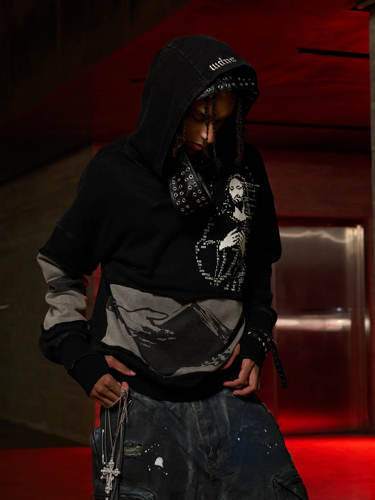 Distressed Electronic Exorcist Print Hoodie