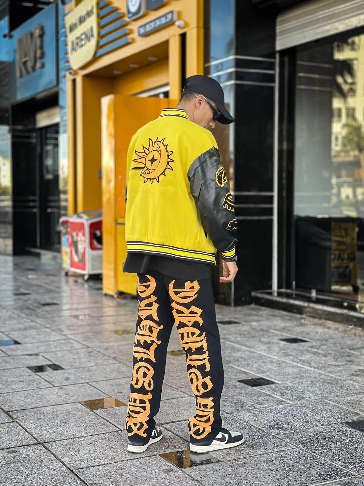 Thesupermade Burning Text Embroidered Letters Jeans -1478