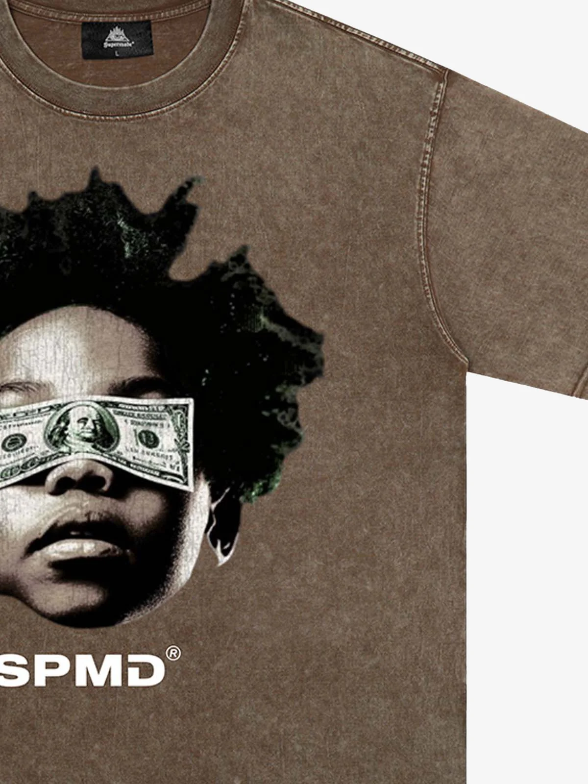 Original Distressed Washed Dollar Boy Print T-Shirt