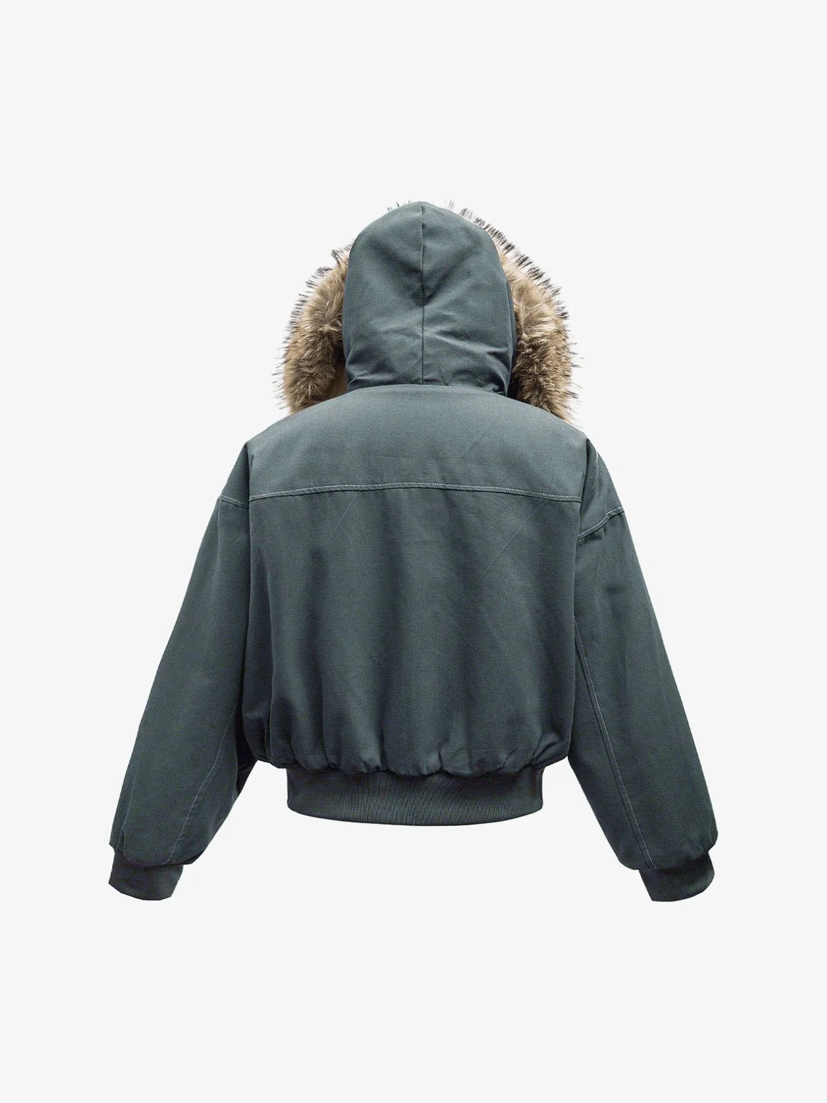 Faux Fur Lined Zip Up Winter Hooded Bomber Jacket