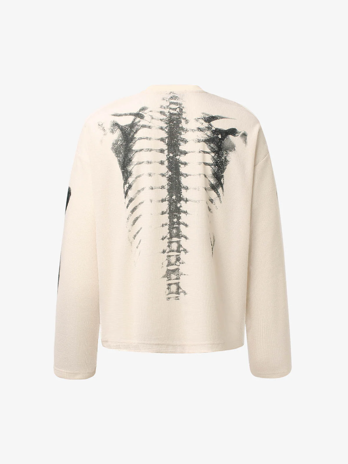 Skeleton Graphic Waffle Sweatshirt - 2495