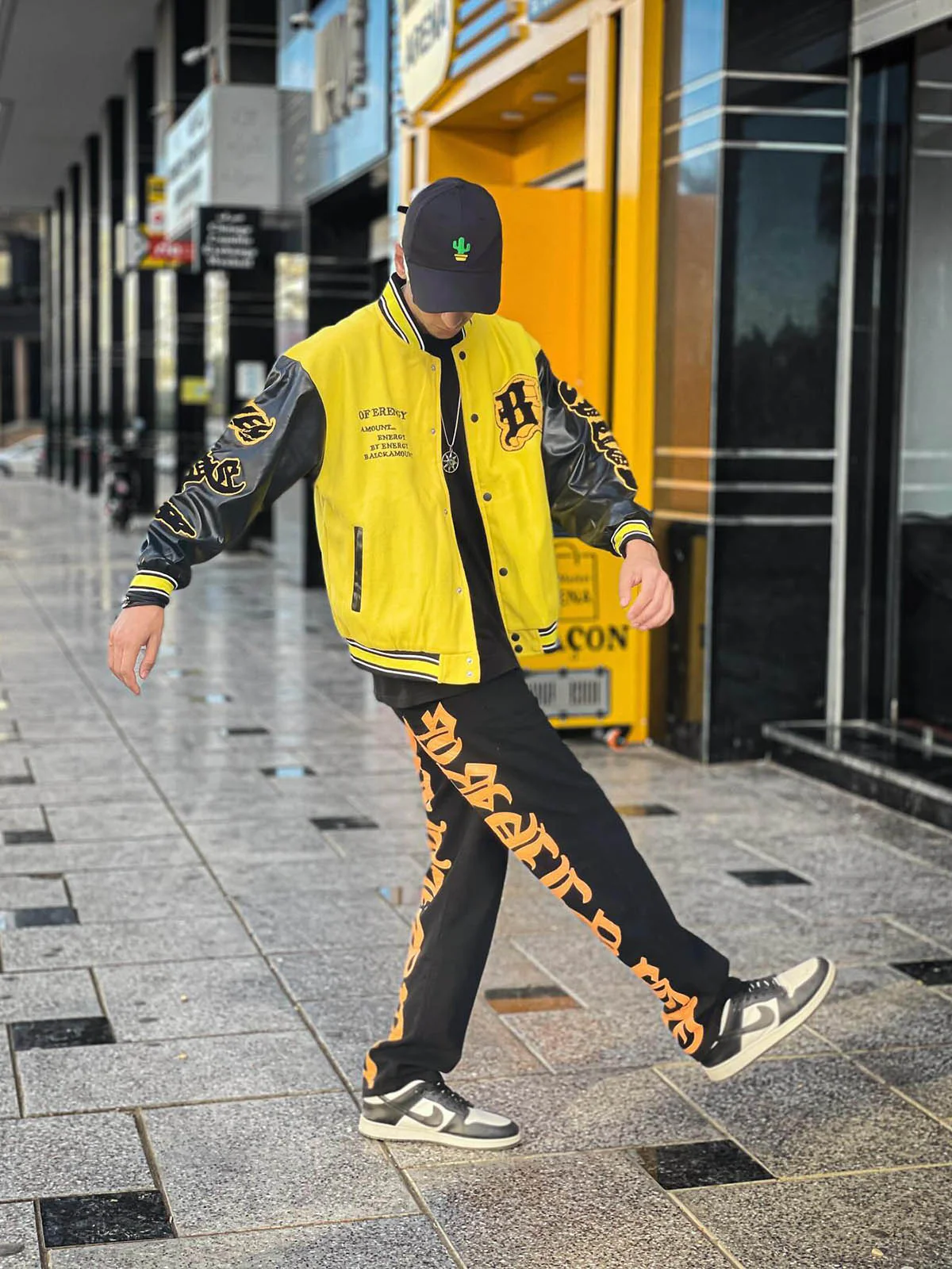 Thesupermade Burning Text Embroidered Letters Jeans -1478