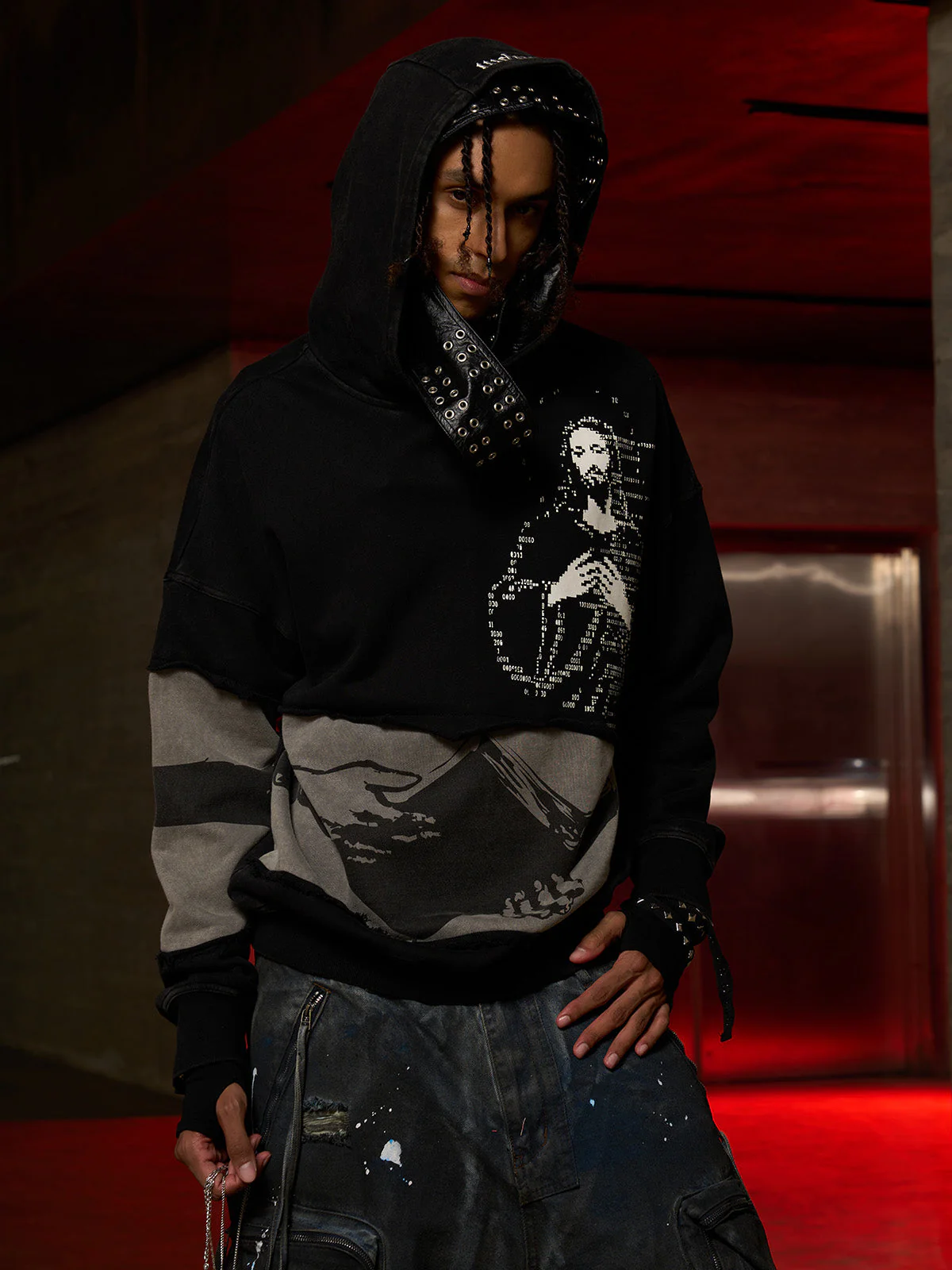 Distressed Electronic Exorcist Print Hoodie