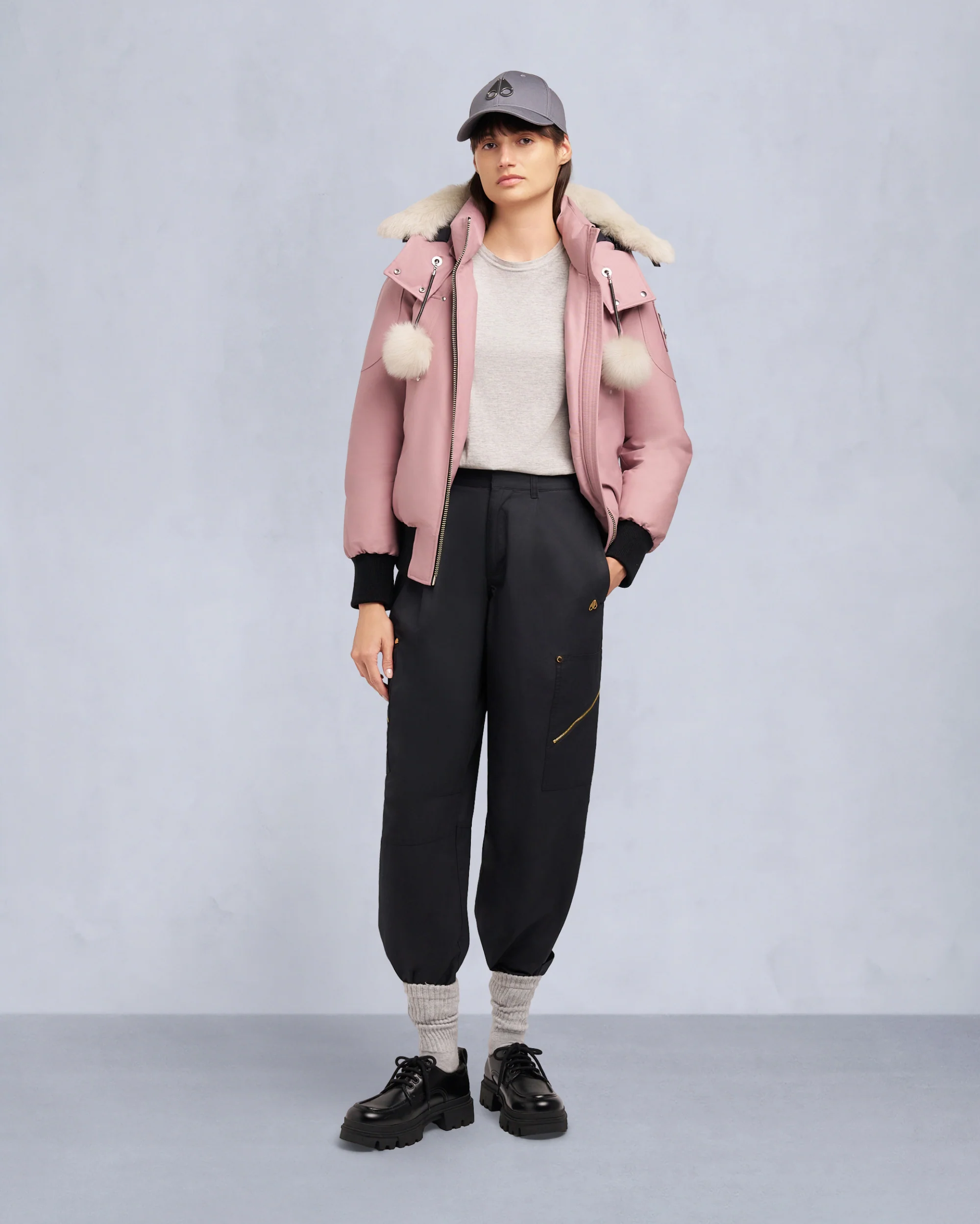 ORIGINAL DEBBIE SHEARLING TRIM BOMBER JACKET