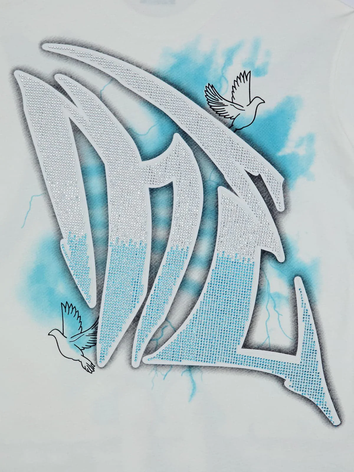 Retro Street Peace Dove Angel Rhinestone T-Shirt