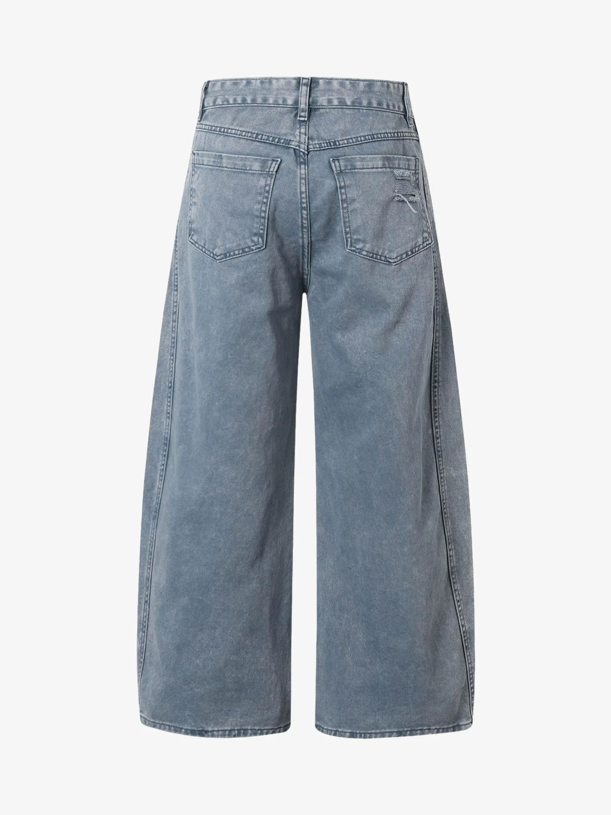 Washed Distressed Ripped Barrel Jeans