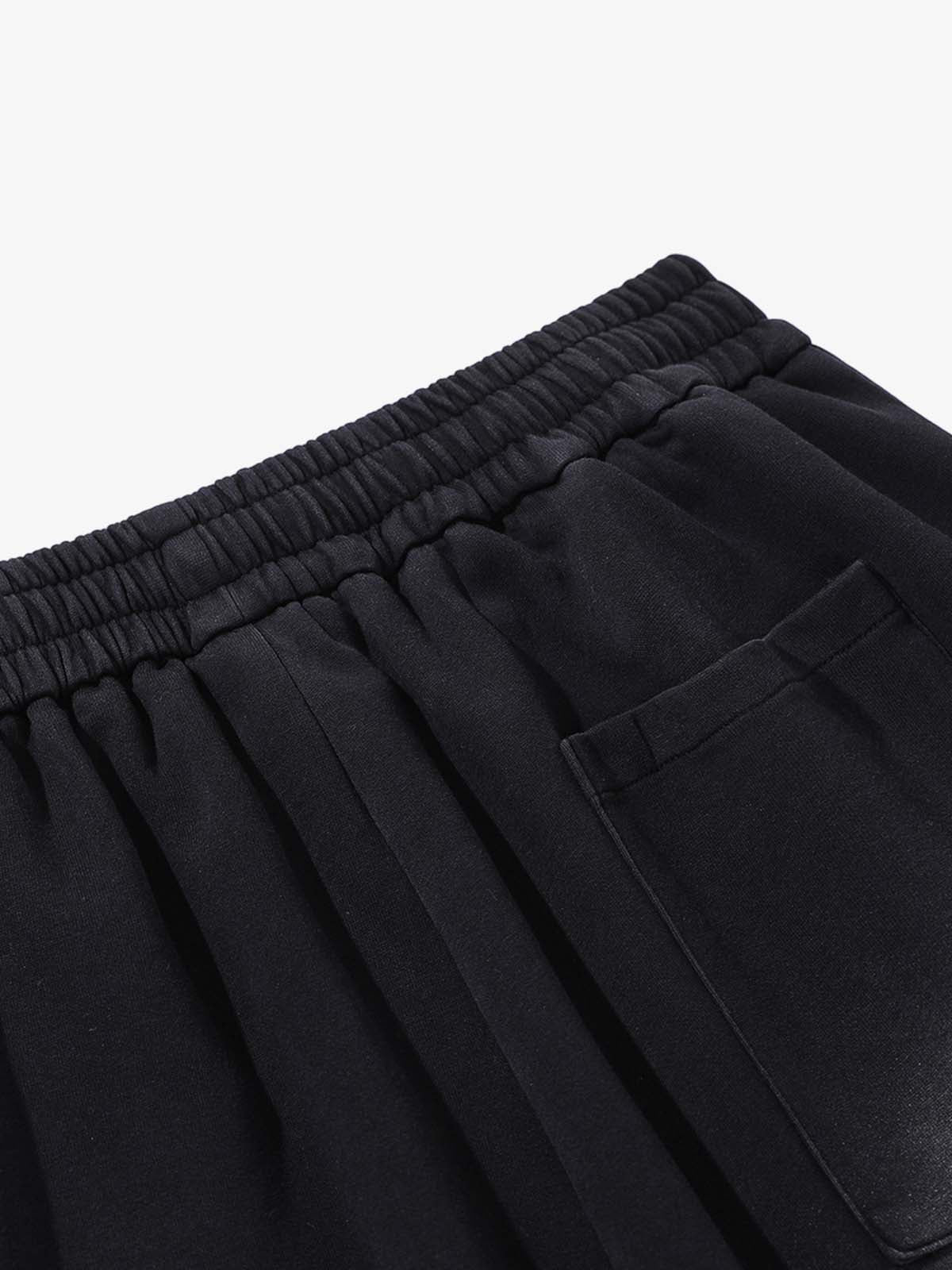 French Terry Distressed Gradient Drawstring Wide Leg Pants