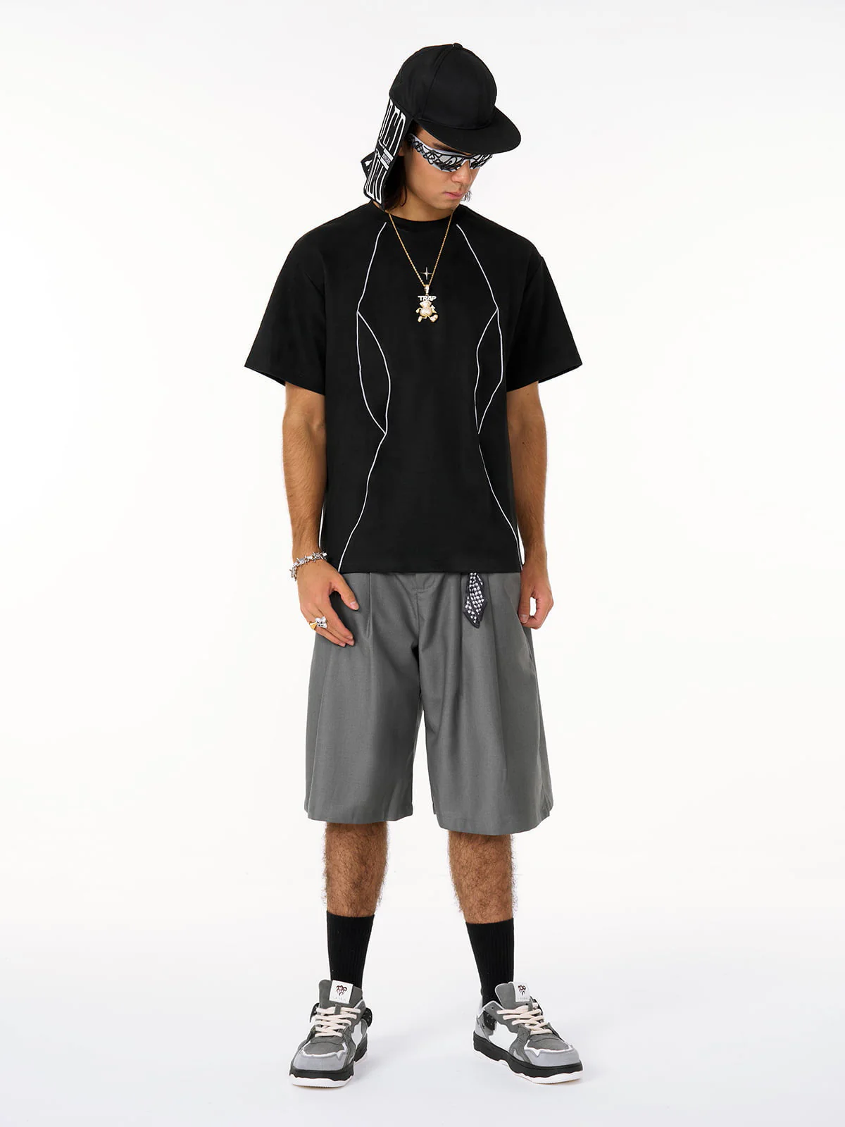 Functional Deconstructed Split Short-Sleeved T-Shirt - 2437