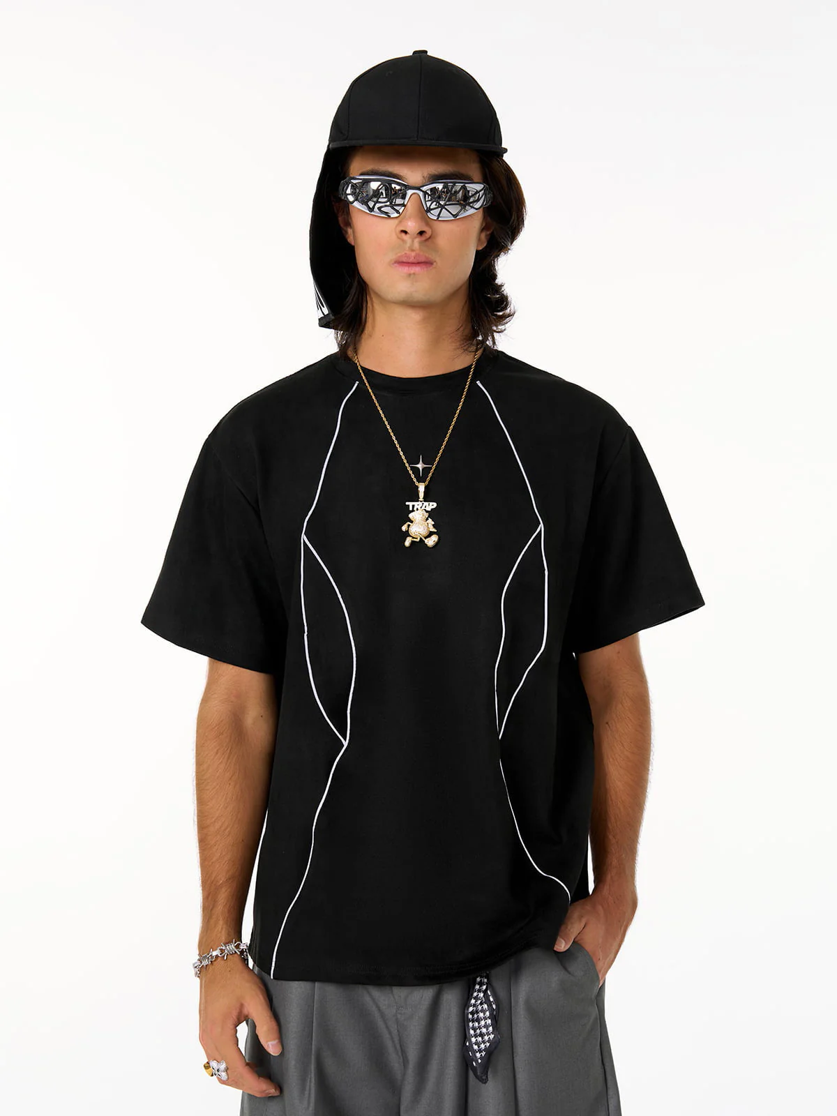 Functional Deconstructed Split Short-Sleeved T-Shirt - 2437