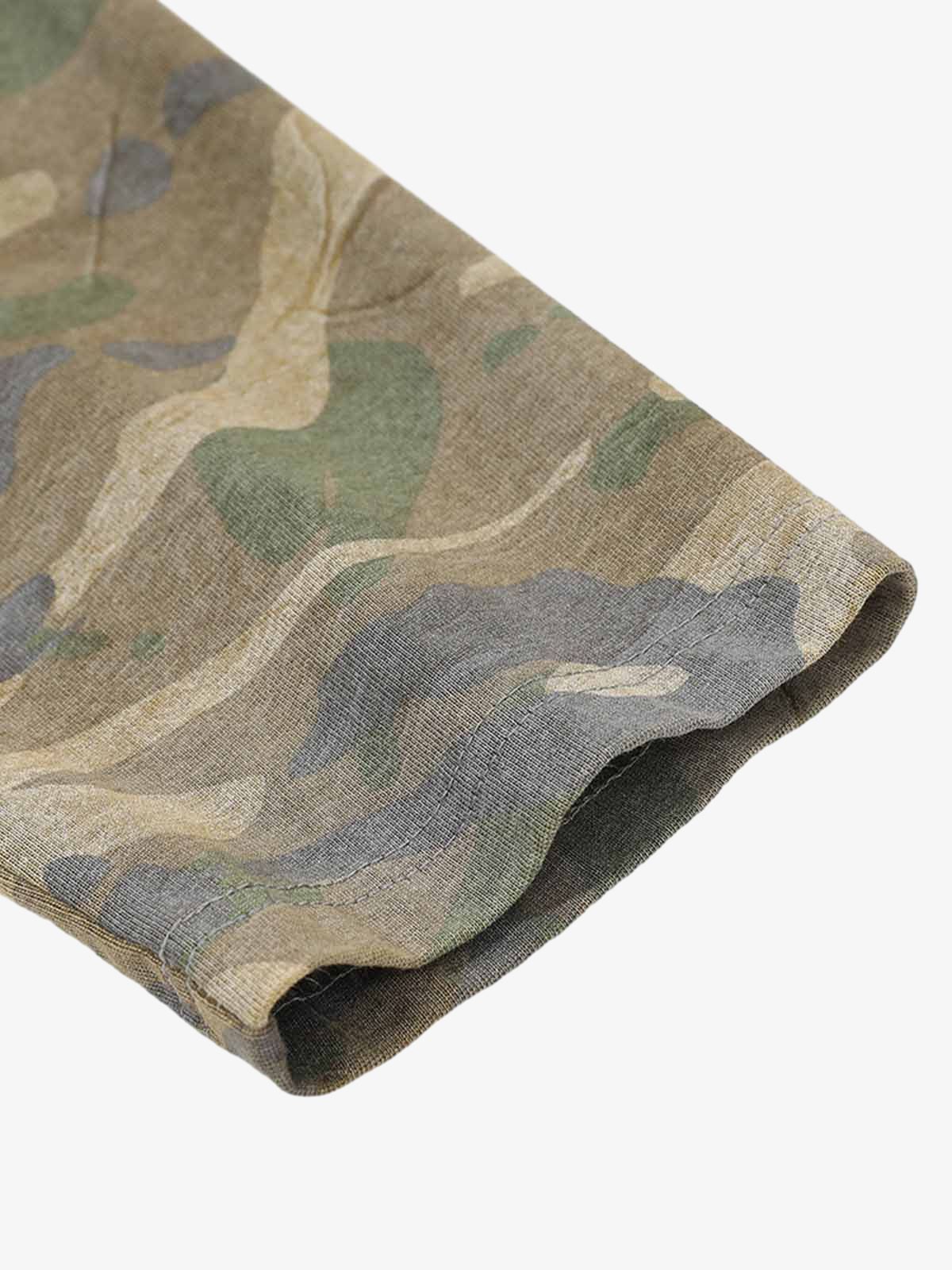 Jersey Distressed Camouflage Faux Two-Piece Graphic T-Shirt - 2420