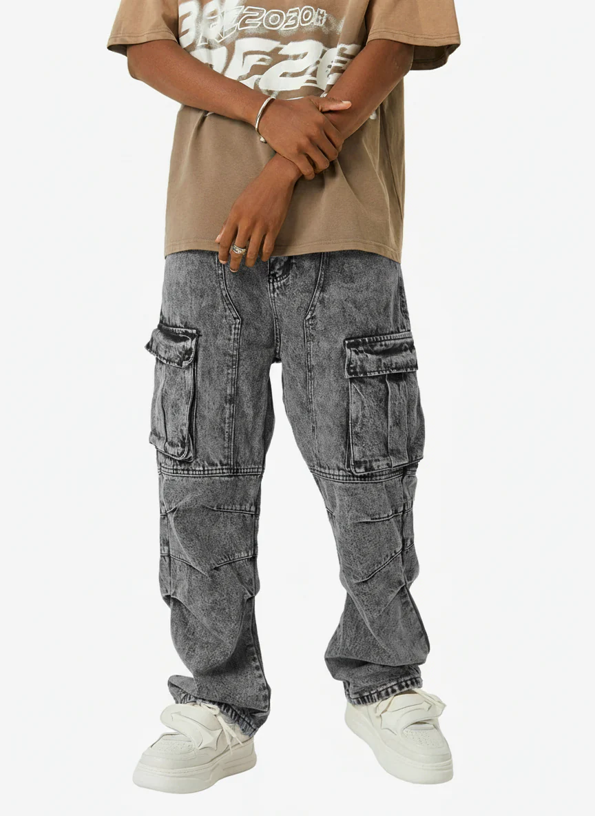 Thesupermade American Street Style Washed Distressed Work Jeans - 2354