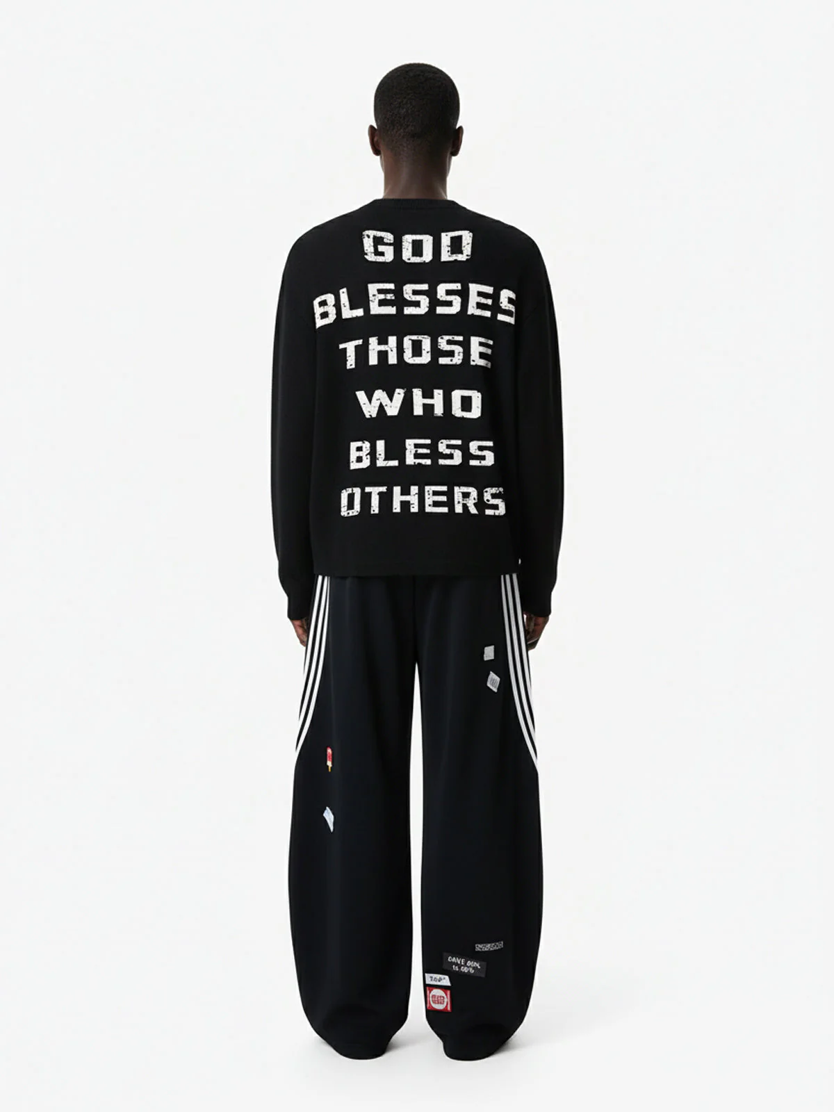 Street Cross Lettering Print Long-Sleeved T-Shirt