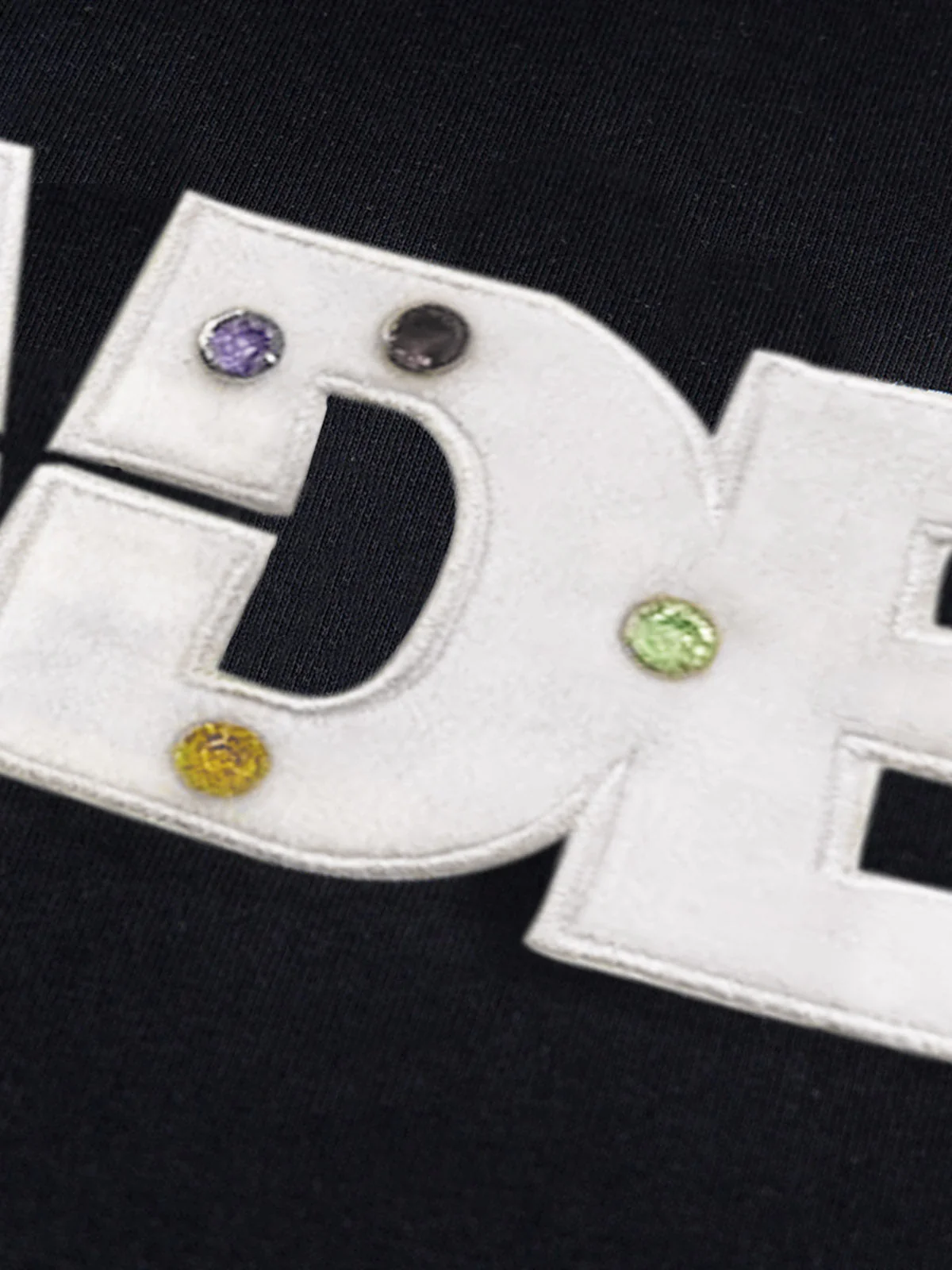 Street Retro MOOD Patch Embroidered Rivet T-shirt - 2440