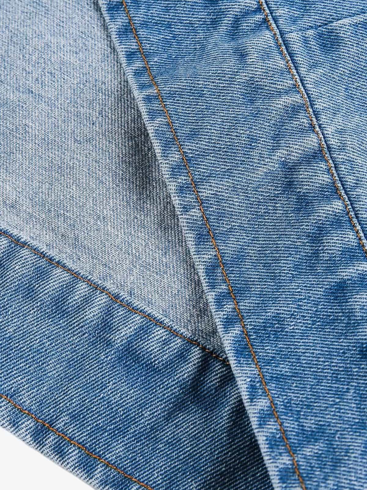 Denim Gradient-Dyed Floral Embroidered Jacket