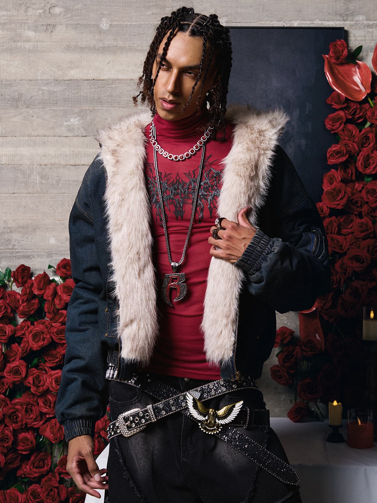 Cotton Washed Fur Hooded Jacket - 2265