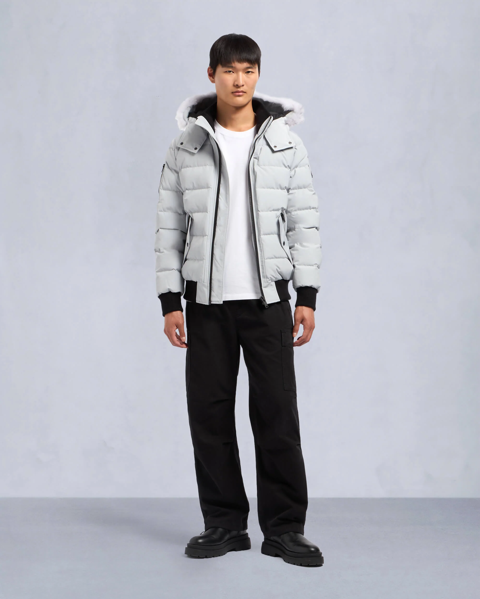 ONYX SCOTCHTOWN SHEARLING TRIM BOMBER JACKET