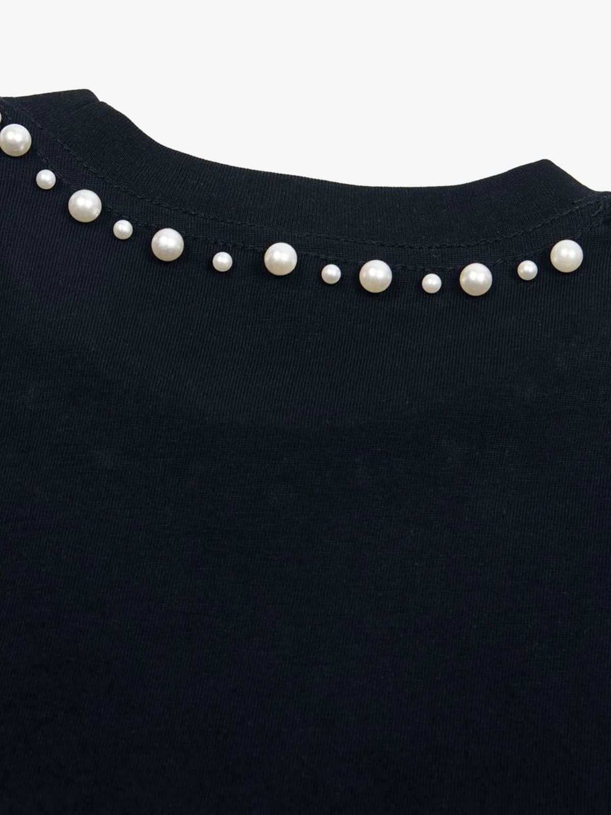 Elegant Pearl-Embellished Oversized T-Shirt