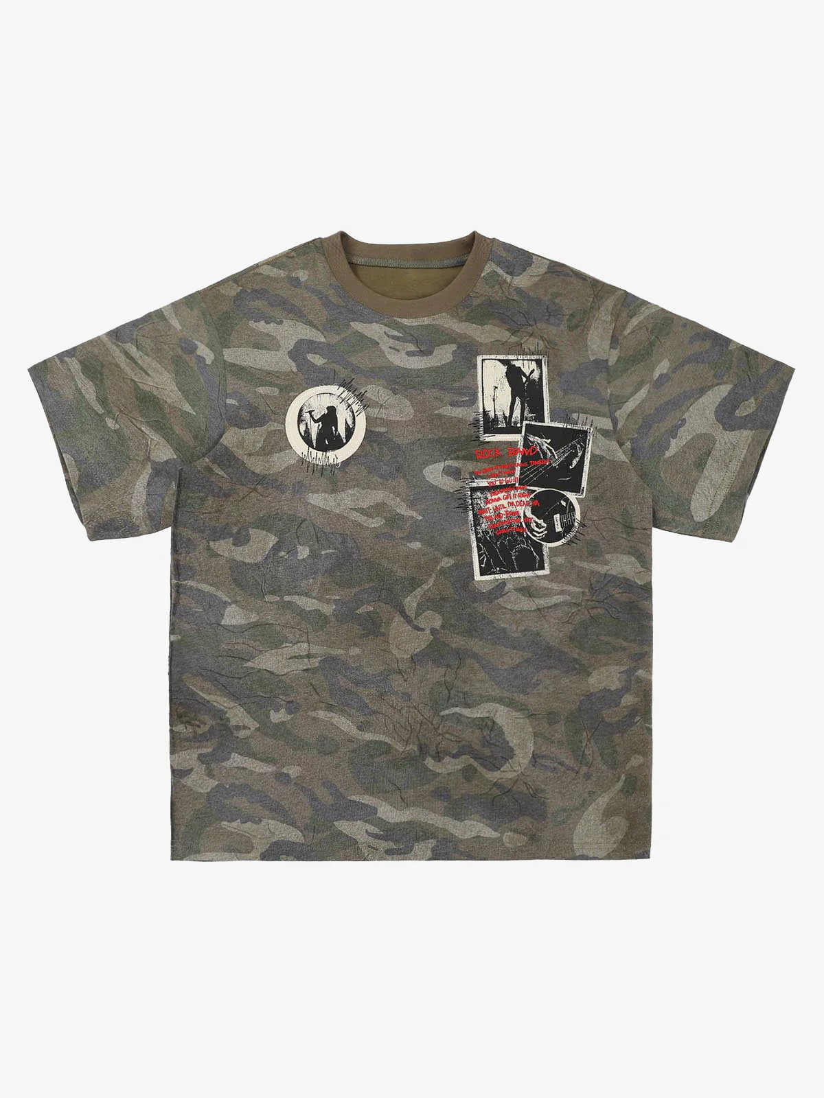 Camouflage Patchwork Graphic T-Shirt