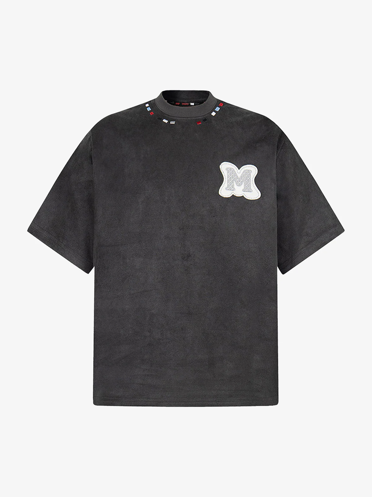 Embroidered Neckline Oversized T-Shirt