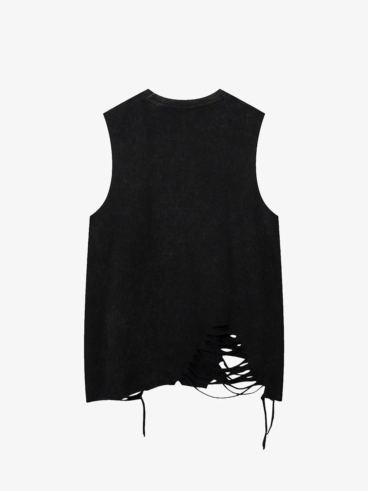 Distressed Ripped Graphic Cross Print Vest