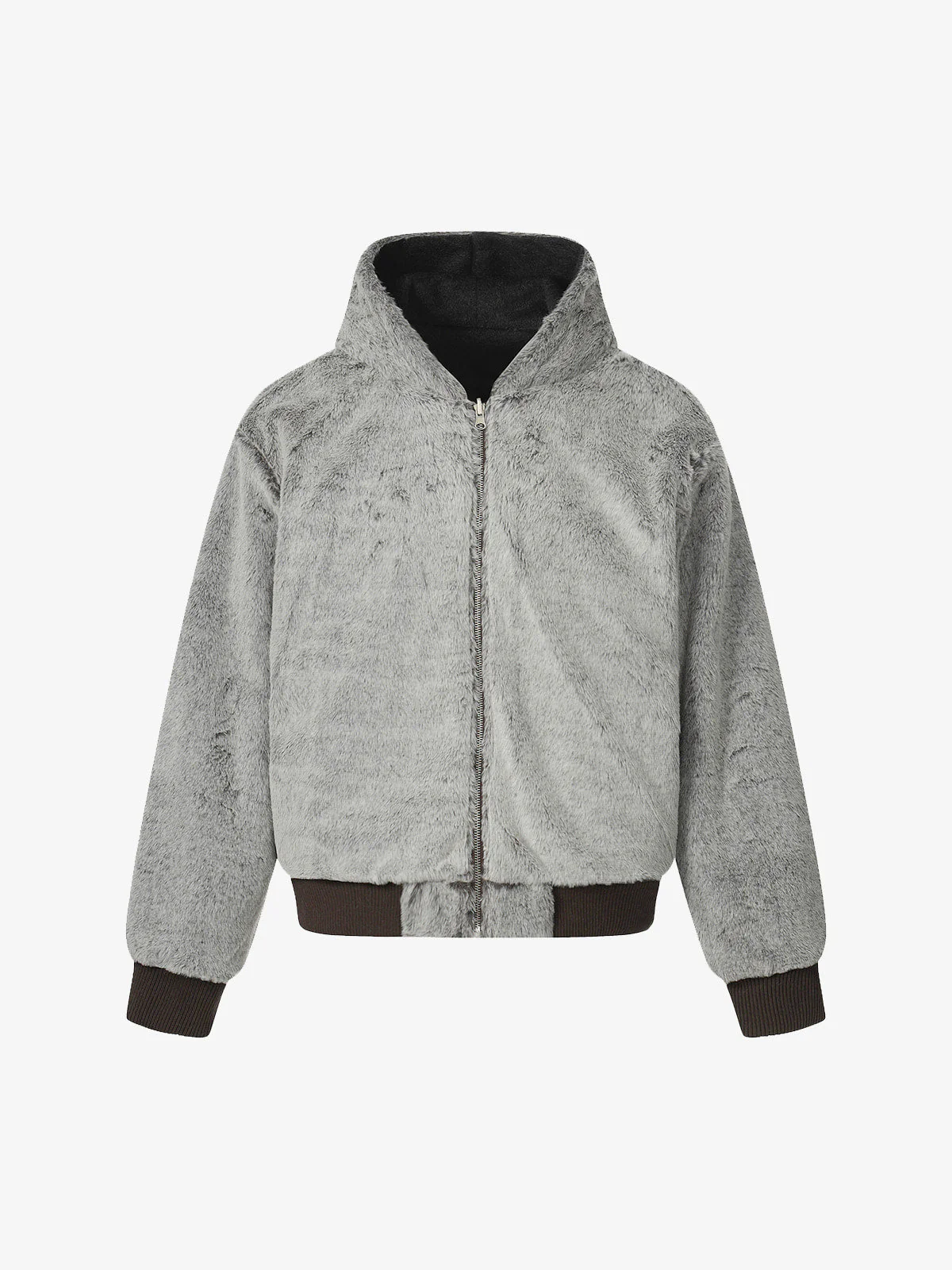 Retro Reversible Fleece Lined Zip-up Hooded Jacket