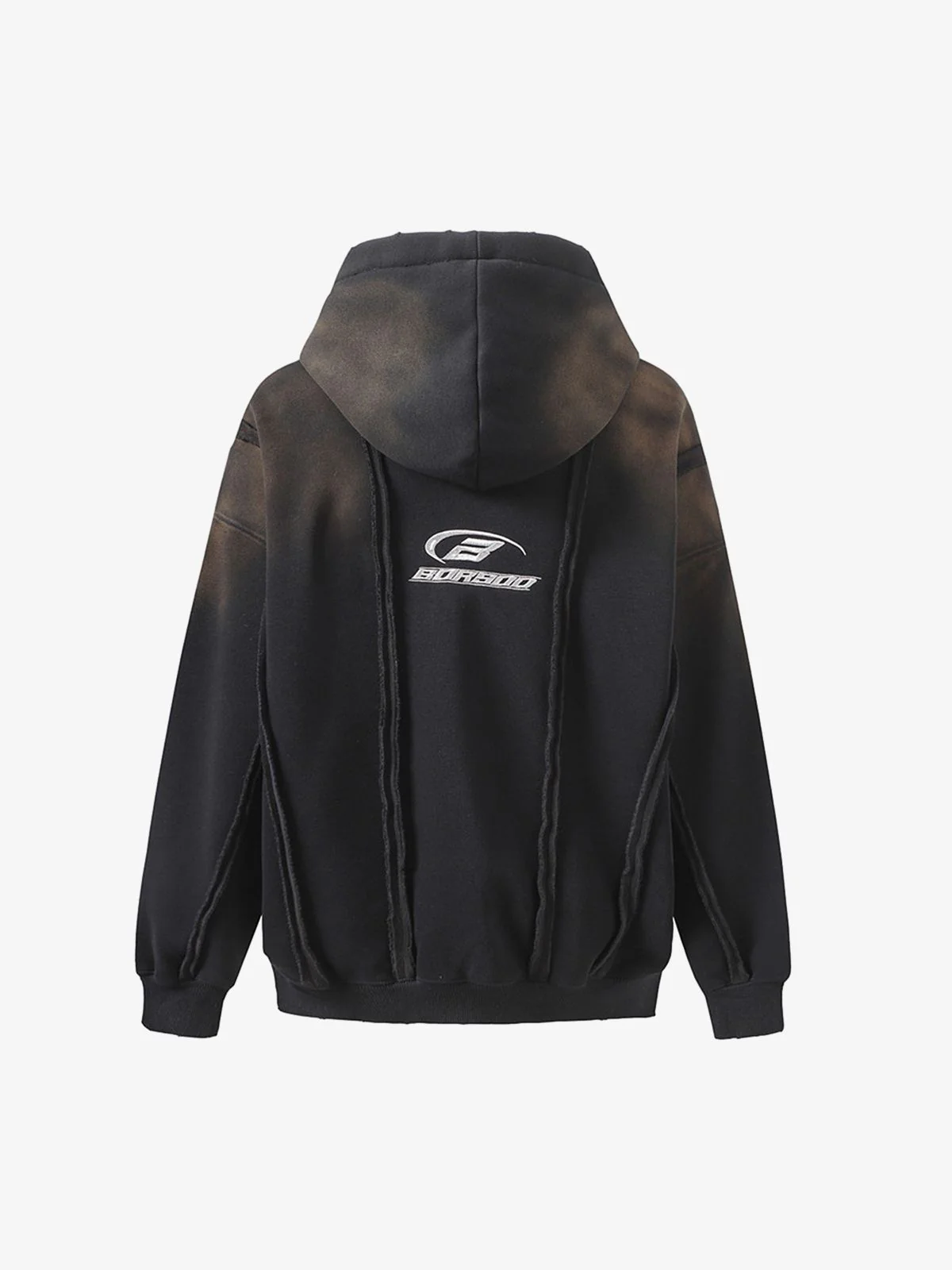 Thesupermade Distressed Patchwork Velvet Cardigan Hooded Sweatshirt