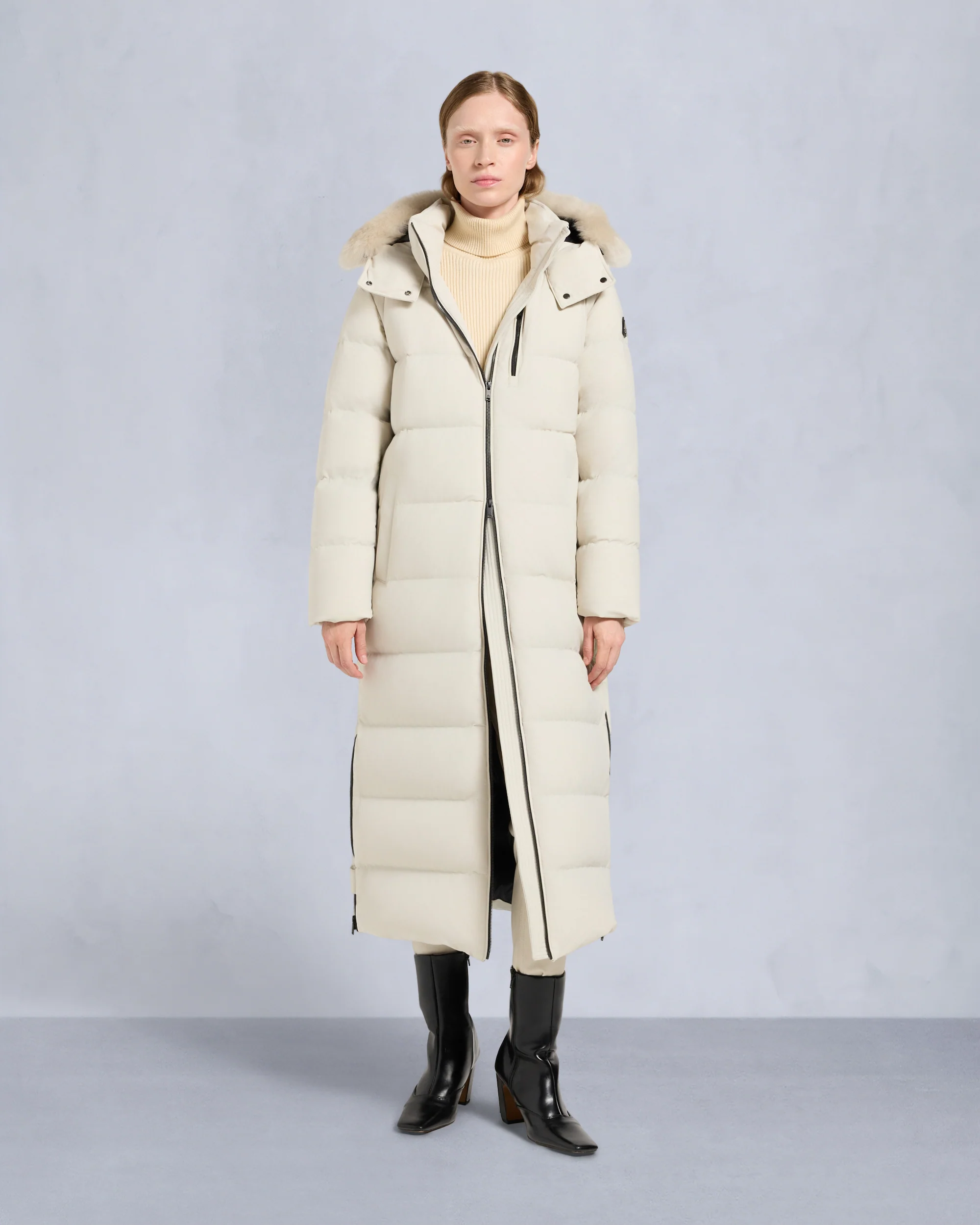 NYLUXE CHELIA SHEARLING TRIM PARKA