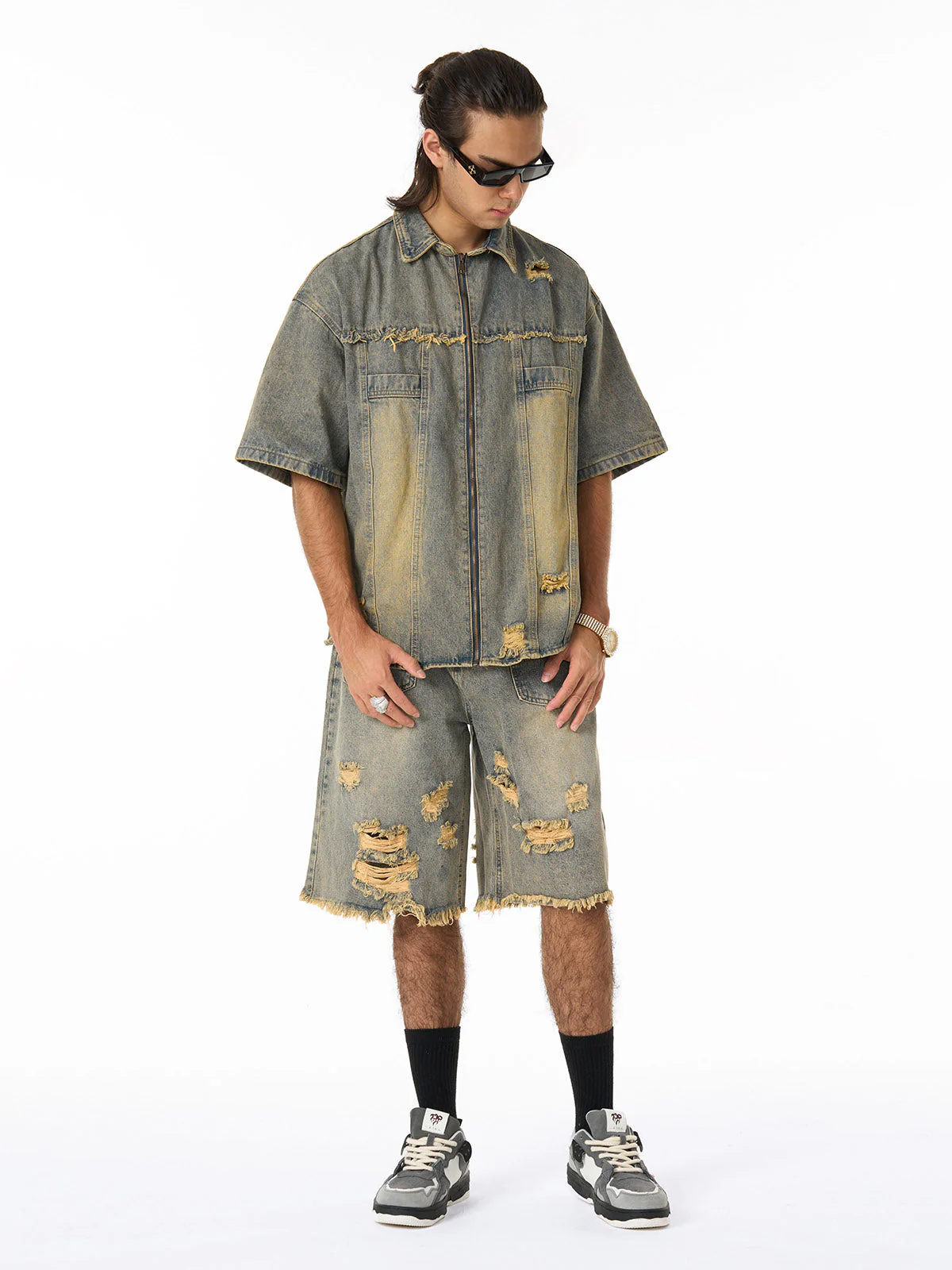 Denim Distressed Ripped Suit - 2460